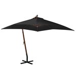 VIDAXL Parasol de jardin suspendu avec mat noir bois de sapin massif