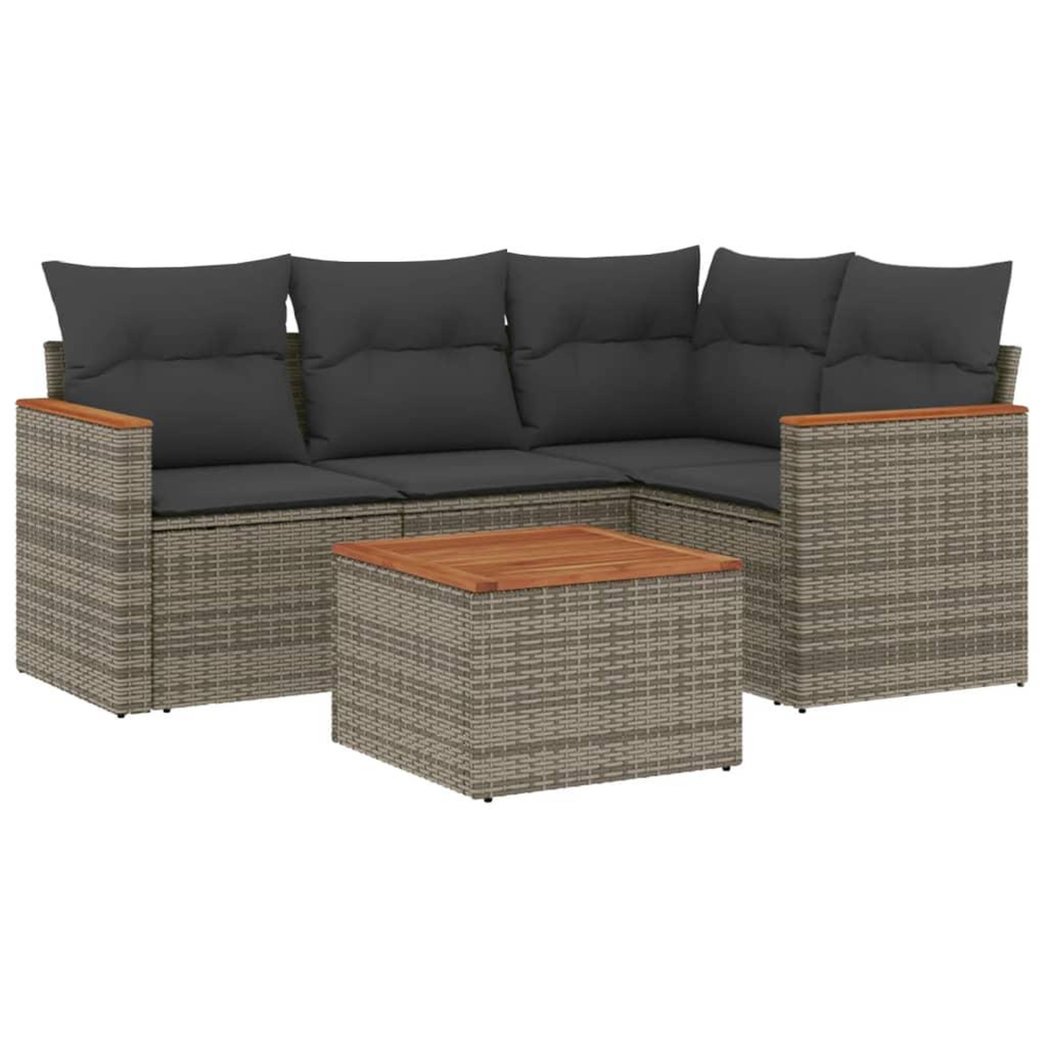 Voir la diapositive 2 : VIDAXL Salon de jardin 5 pcs avec coussins gris resine tressee