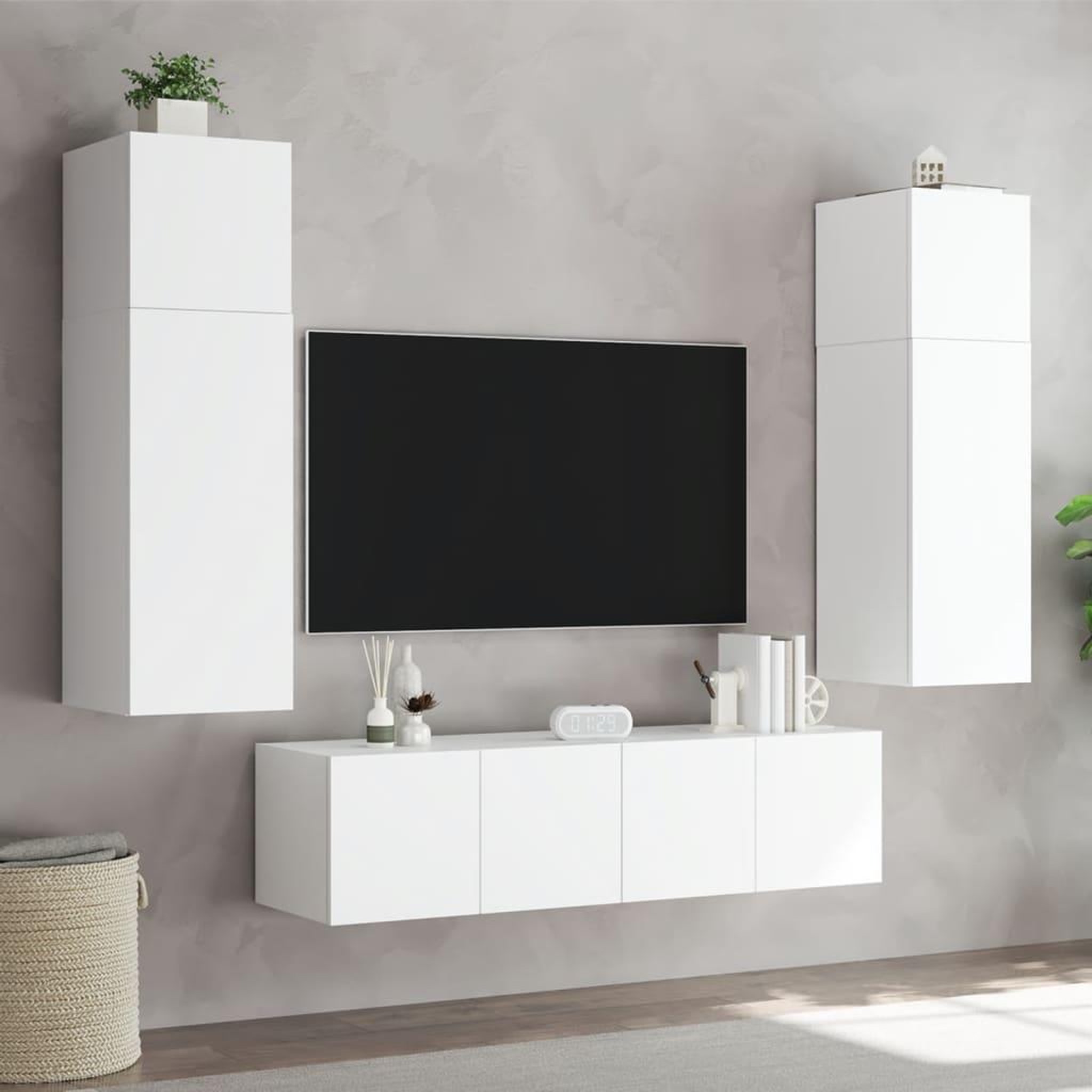 Voir la diapositive 5 : VIDAXL Meuble TV mural avec lumieres LED blanc 80x35x31 cm