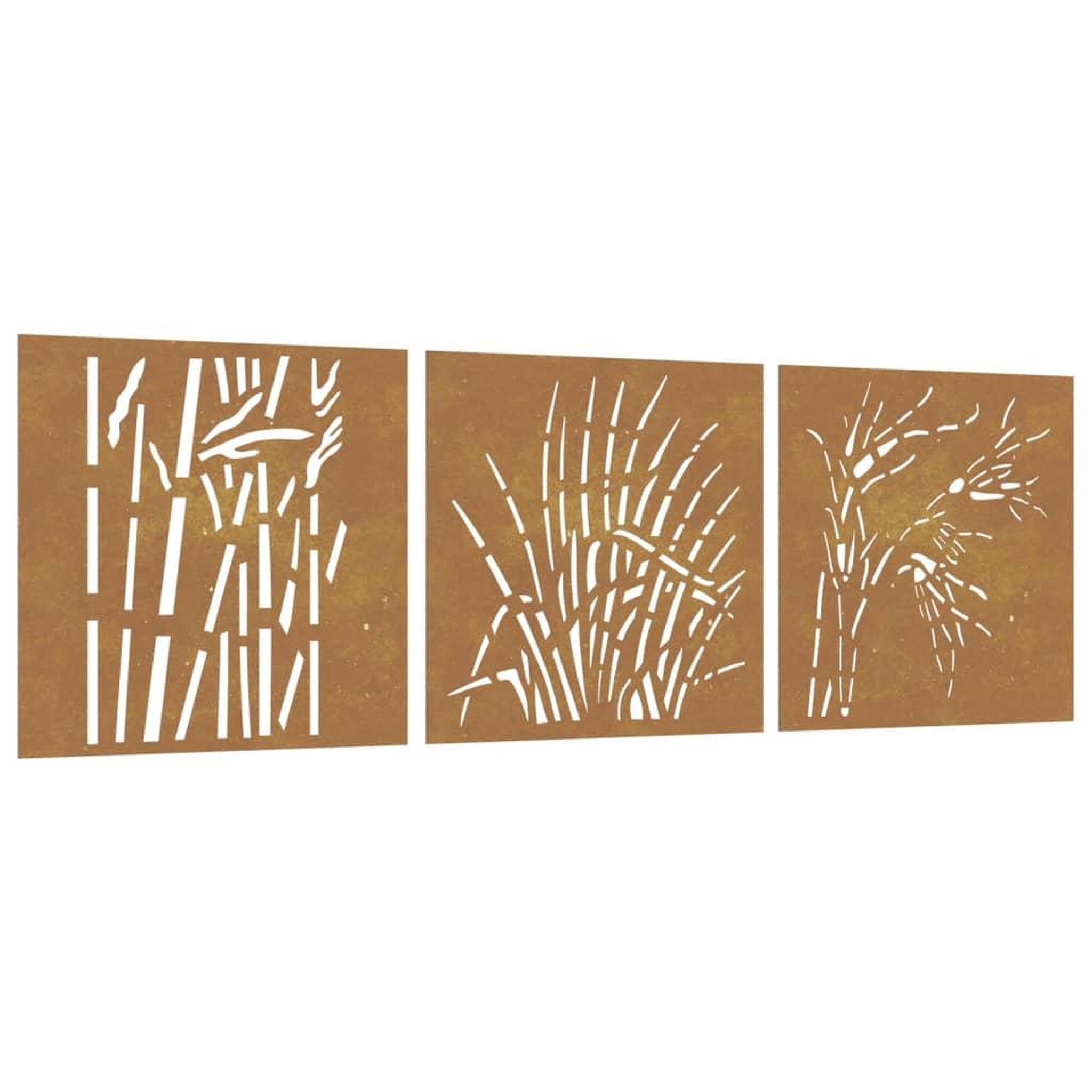 Voir la diapositive 2 : VIDAXL Decorations murales jardin 3 pcs 55x55 cm design d'herbe