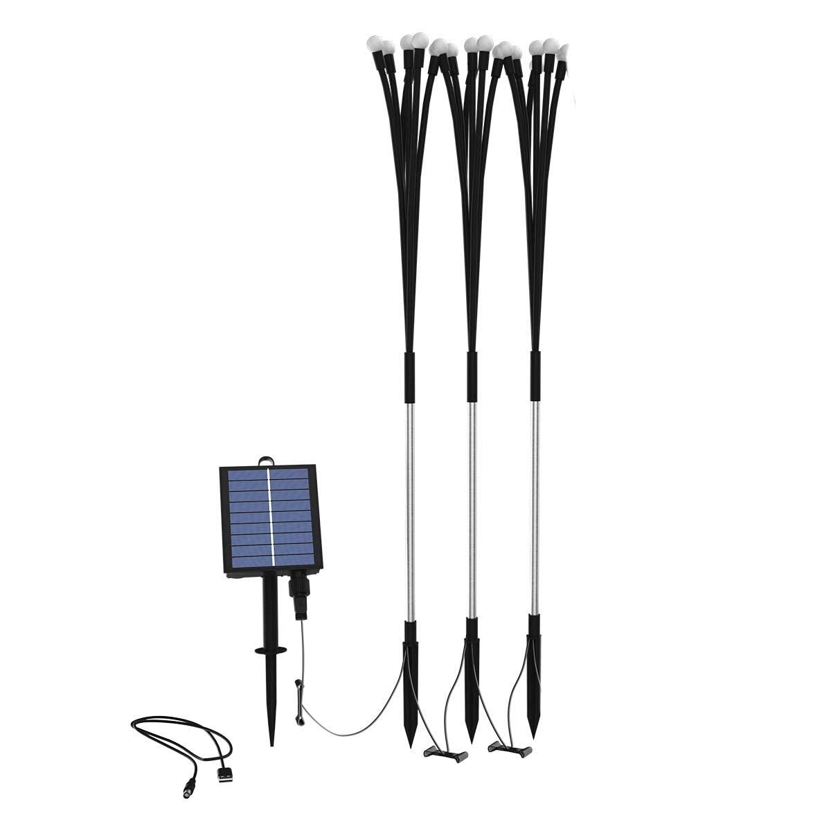 Lumisky Lot de 3 torches solaires 30 boules LYRA Noir Plastique H70cm