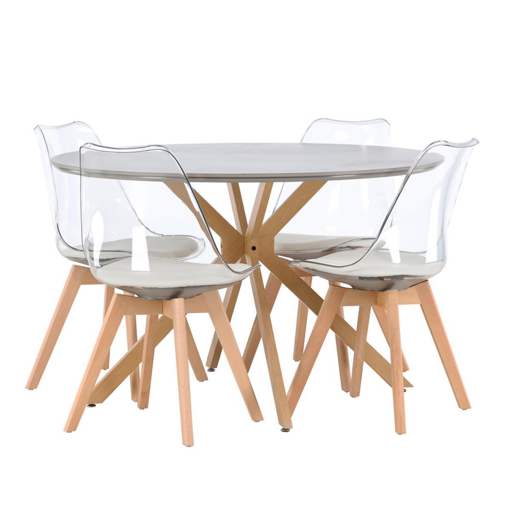 Paris Prix Ensemble Table à Manger & 4 Chaises  Piazza & Edvin  120cm Gris & Naturel