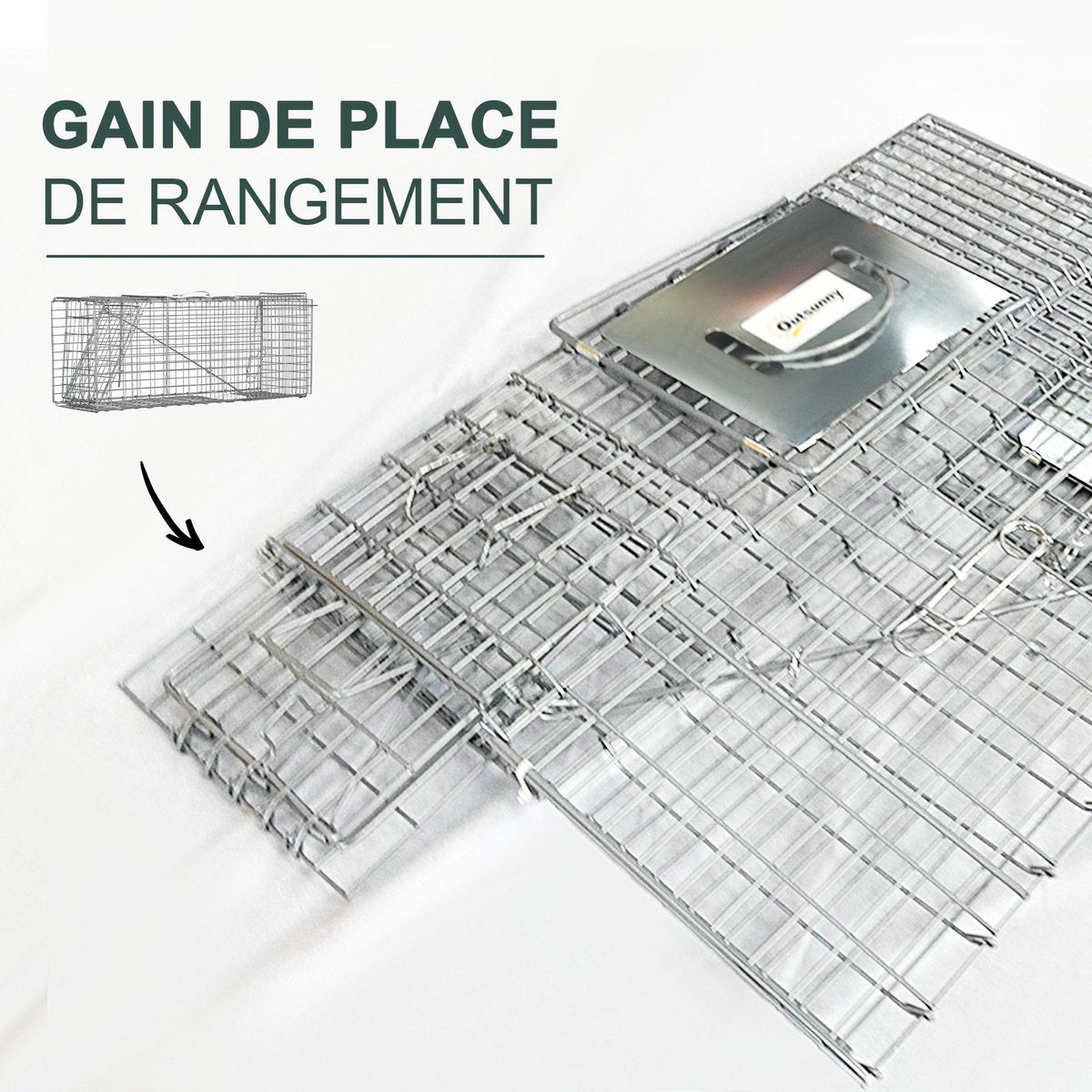 OUTSUNNY Piège de capture pliable pour petits animaux type lapin rat - 2 portes, poignée - dim. 81L x 26l x 34H cm - acier
