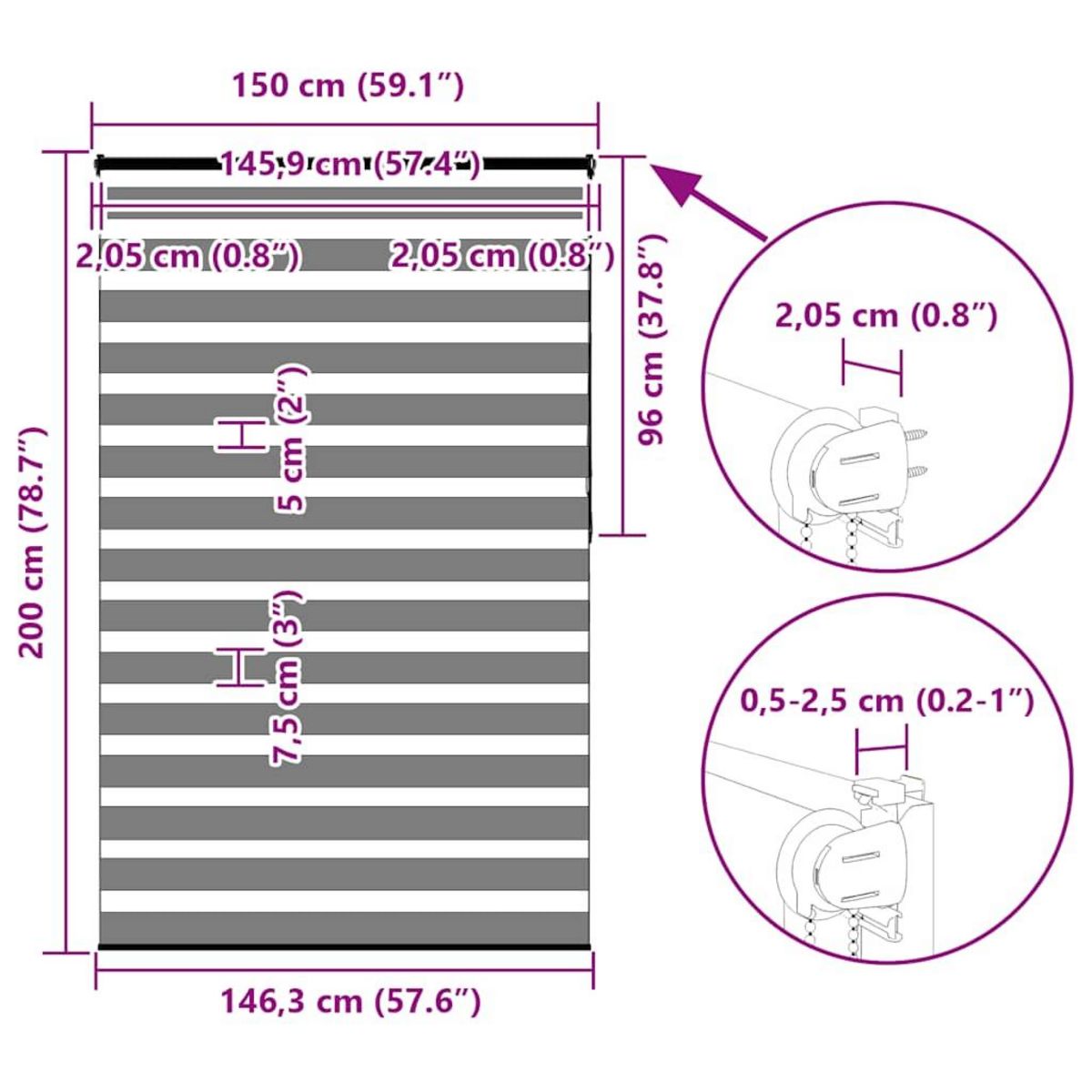 VIDAXL Store zebre marron 150x200cm largeur du tissu 145,9cm polyester