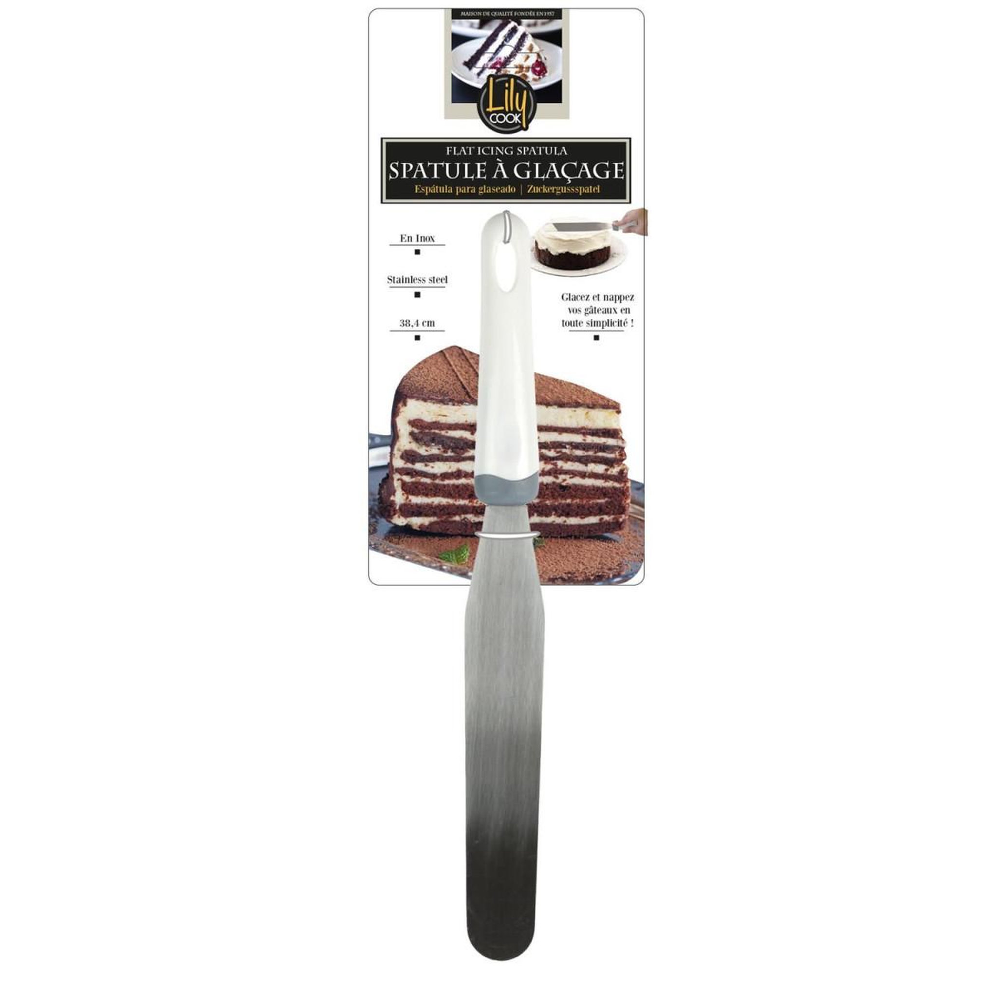 Voir la diapositive 3 : Lily Cook Spatule en inox  glaçage  38cm gris