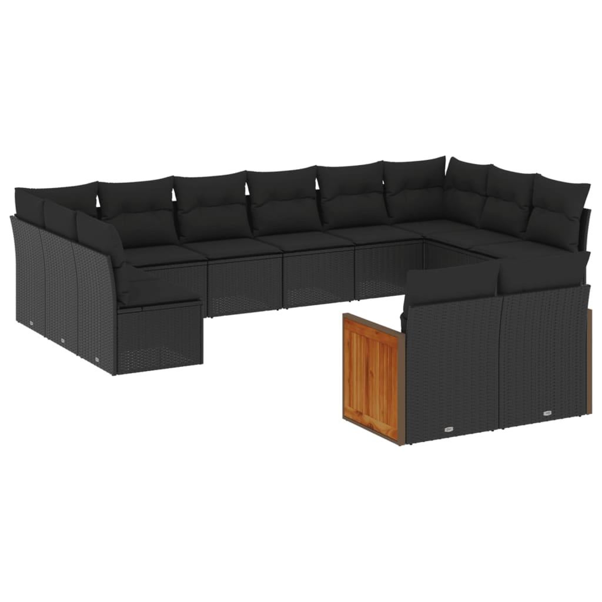 Voir la diapositive 2 : VIDAXL Salon de jardin 12 pcs avec coussins noir resine tressee