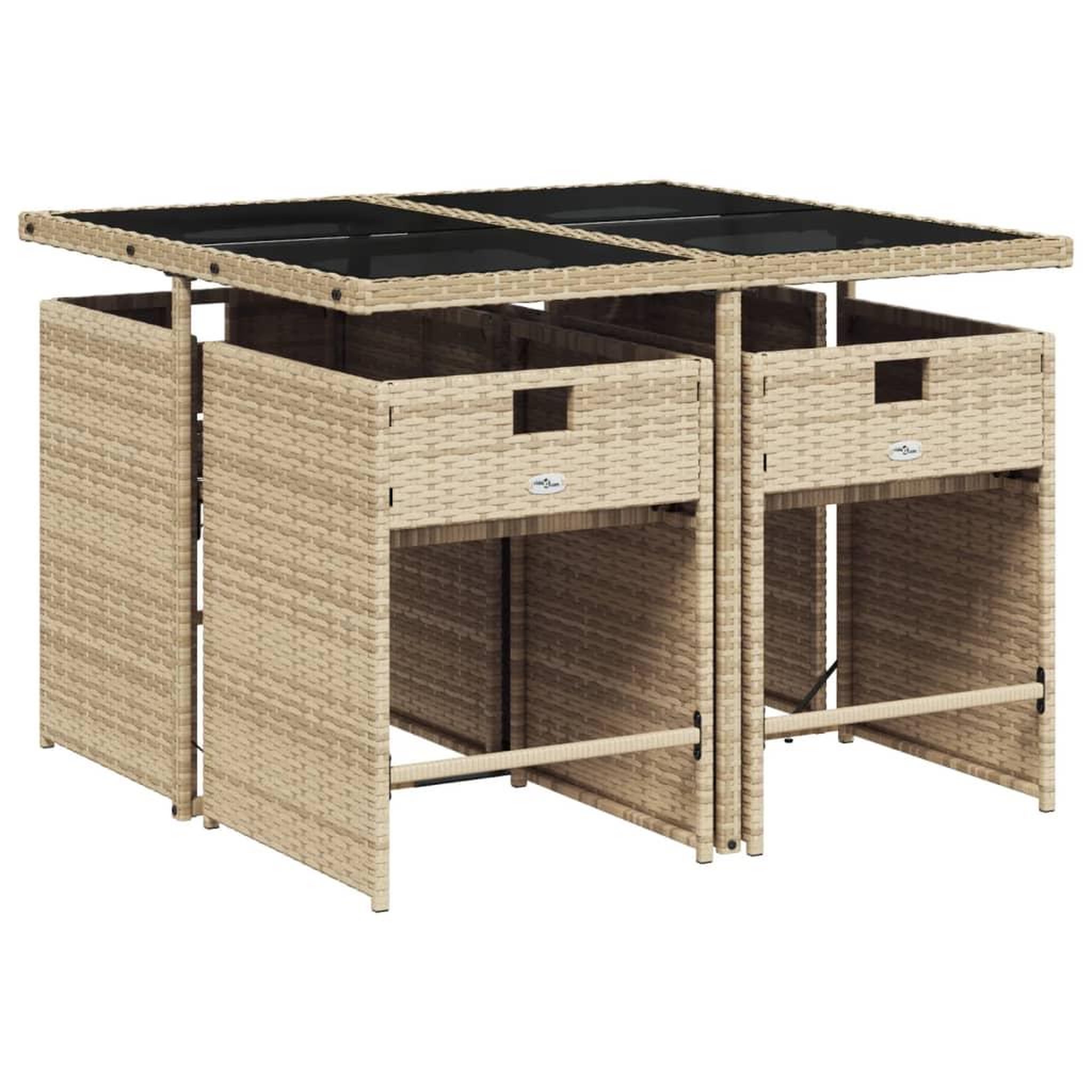 Voir la diapositive 3 : VIDAXL Ensemble a manger de jardin coussins 5 pcs melange beige rotin