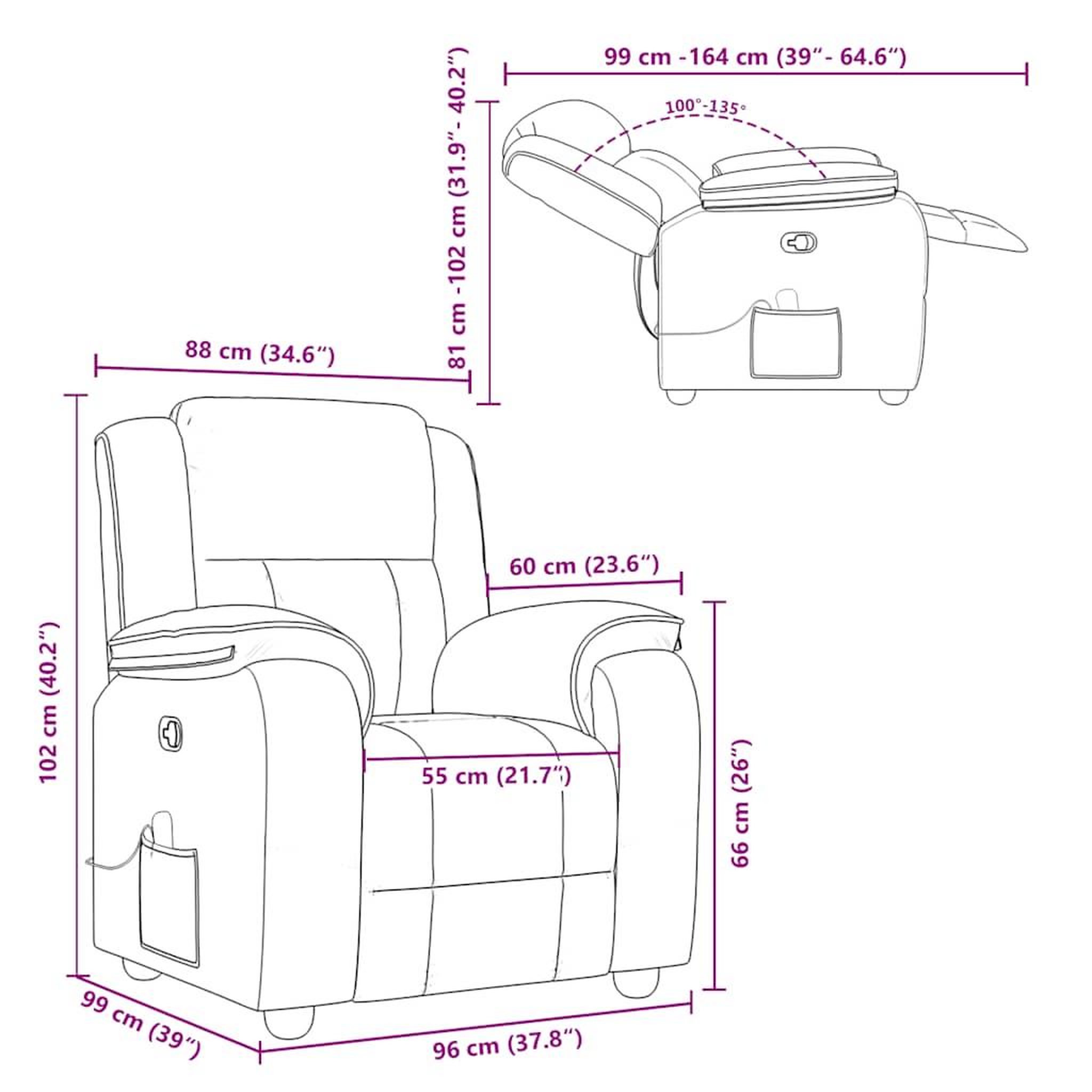 Voir la diapositive 6 : VIDAXL Fauteuil de massage inclinable Rouge bordeaux Tissu