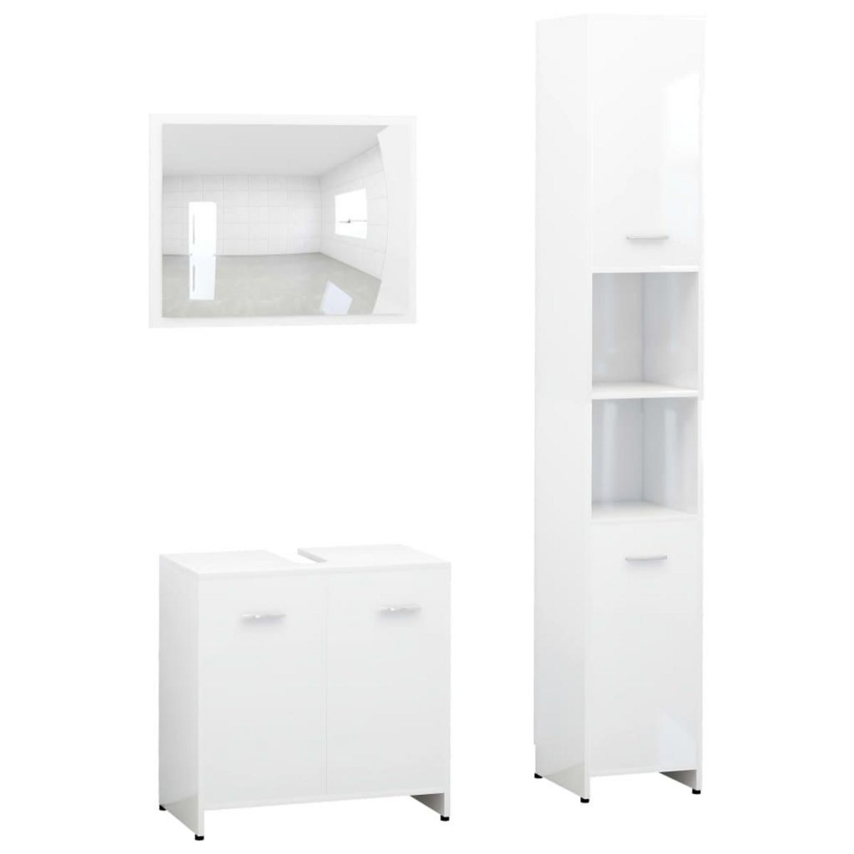 VIDAXL Ensemble de meubles de bain 3 pcs Blanc Bois d'ingenierie