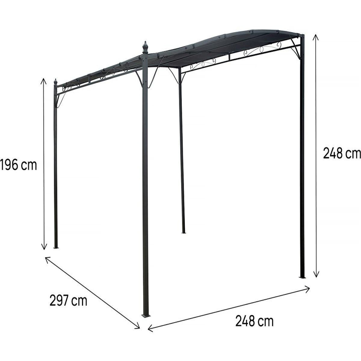 Habitat et Jardin Pergola adossée inclinée en métal - 3 x 2.5 m - Gris