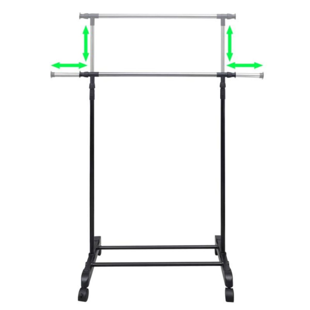 VIDAXL Porte manteaux réglables 2 pcs 1 rail d accrochage