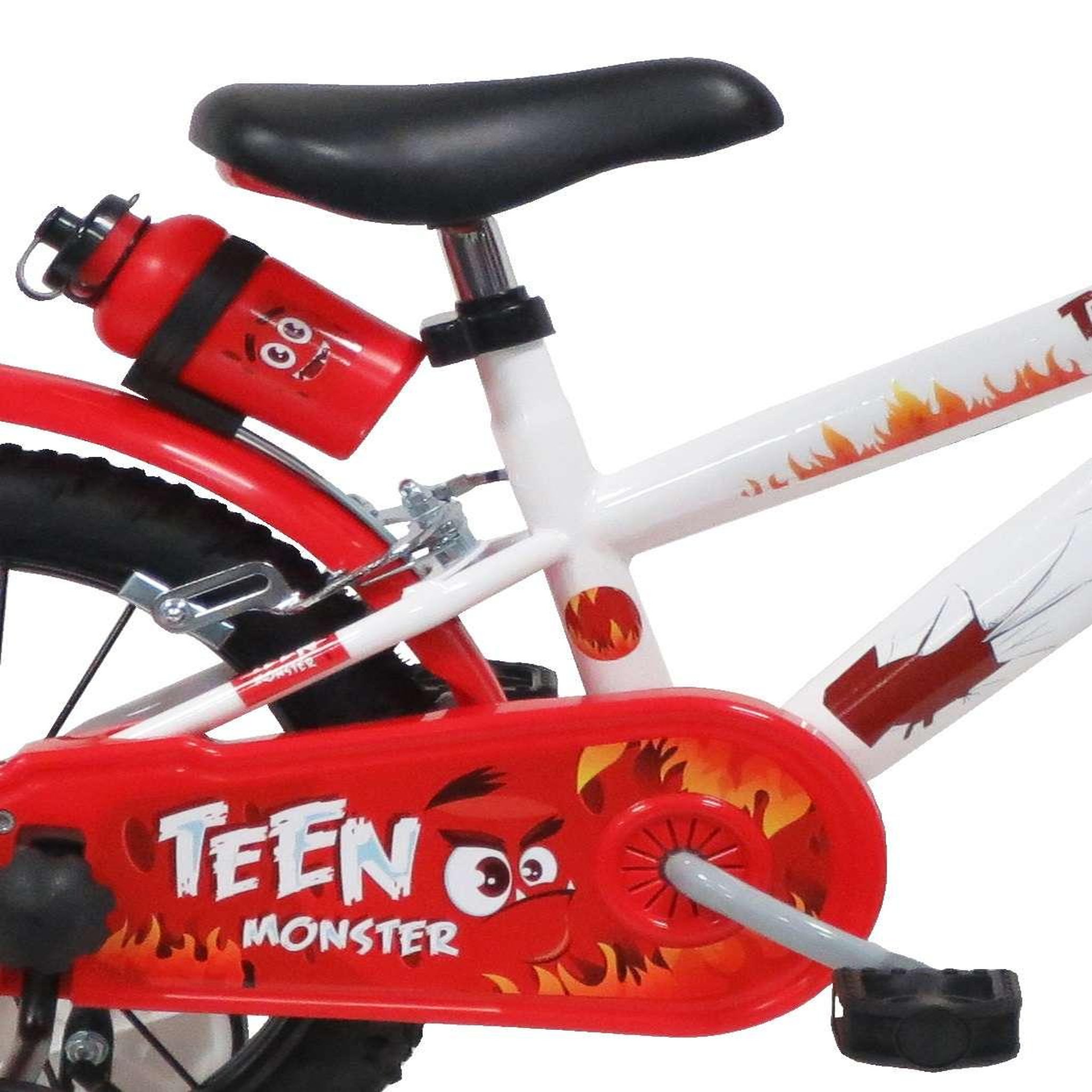 Voir la diapositive 3 : Vélo enfant - Modème 14'' Teen Monster pour enfant de 95/110 cm avec stabilisateurs - Plaque décorative avant - Porte bidon - 2 freins