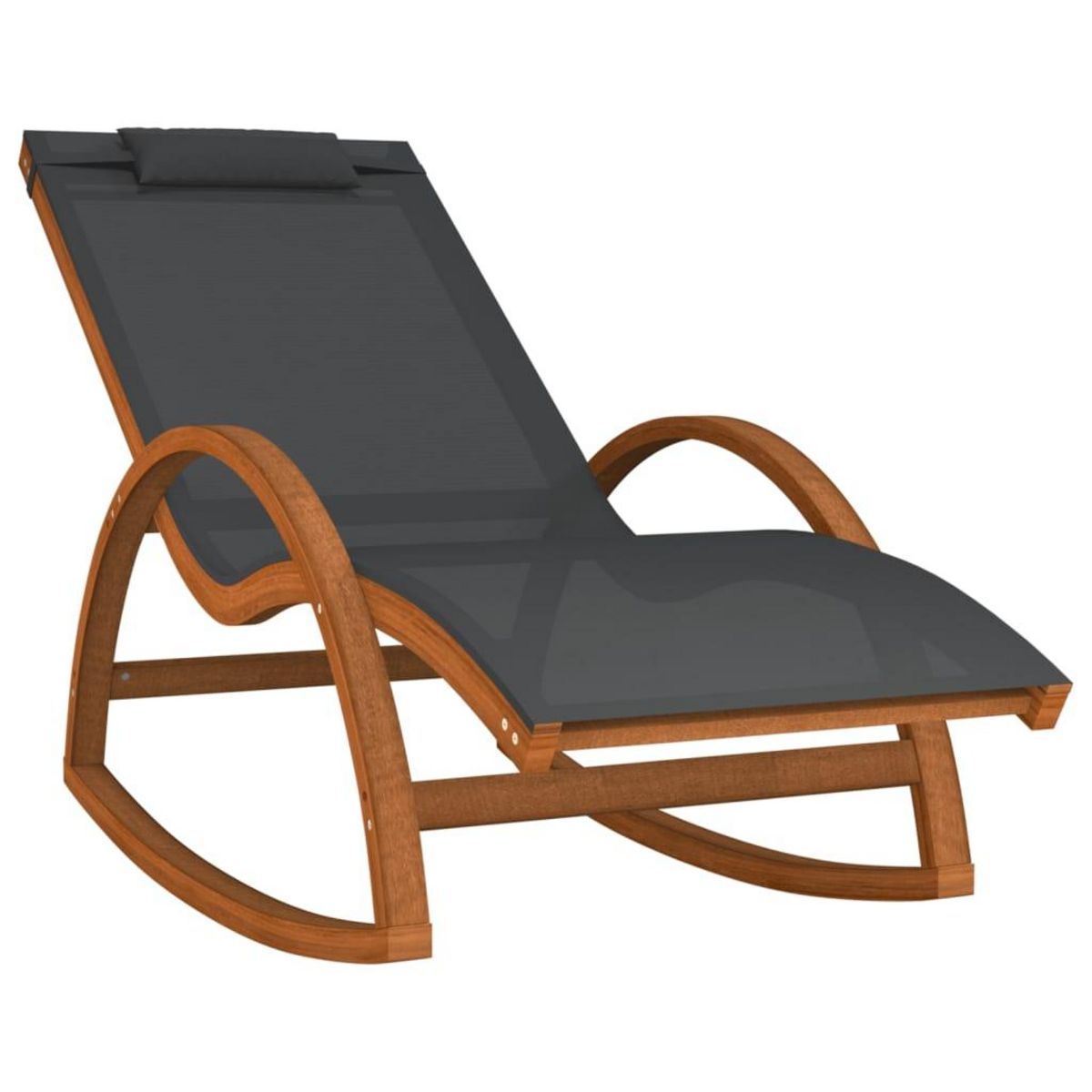 VIDAXL Chaise a bascule textilene gris et bois de peuplier massif