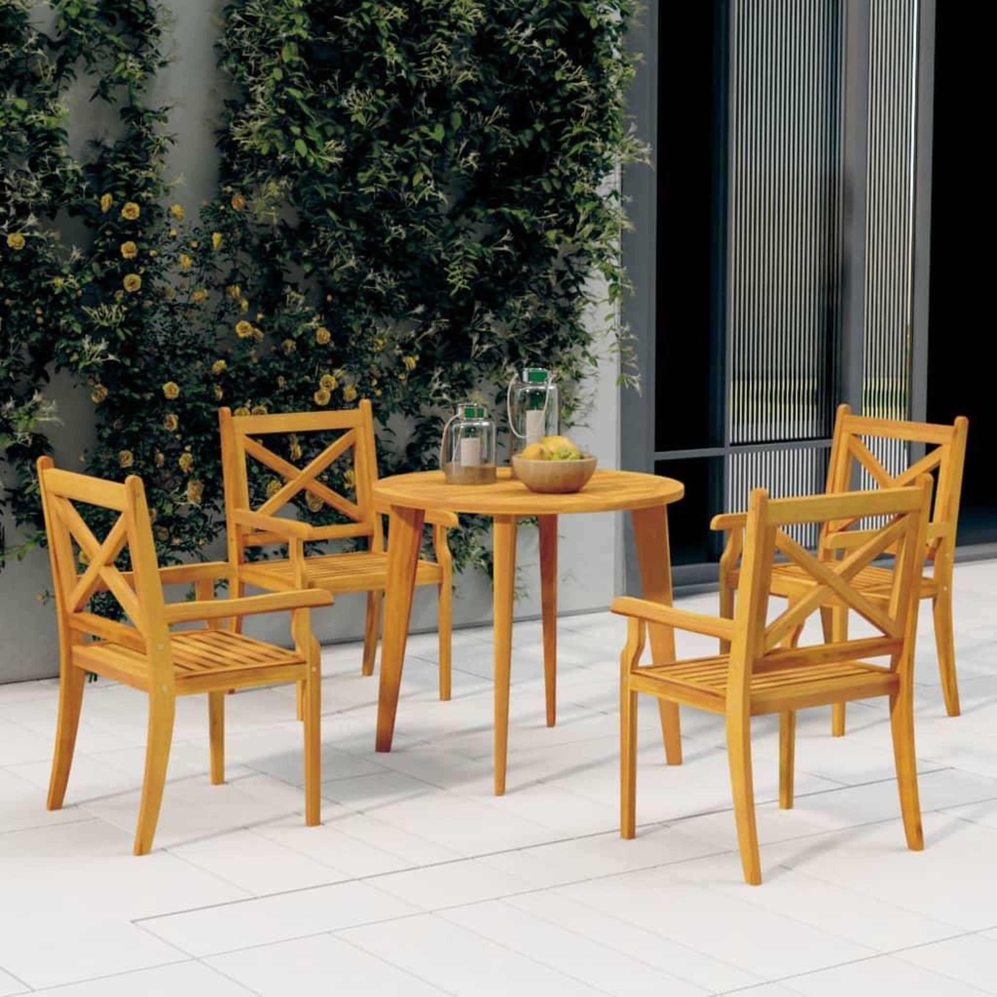 VIDAXL Ensemble a manger de jardin 5 pcs Bois d'acacia solide