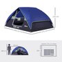 Voir la diapositive 3 : OUTSUNNY Tente de camping 2-4 personnes - fenêtre, 2 poches, port d'alimentation, sac de transport - bleu foncé
