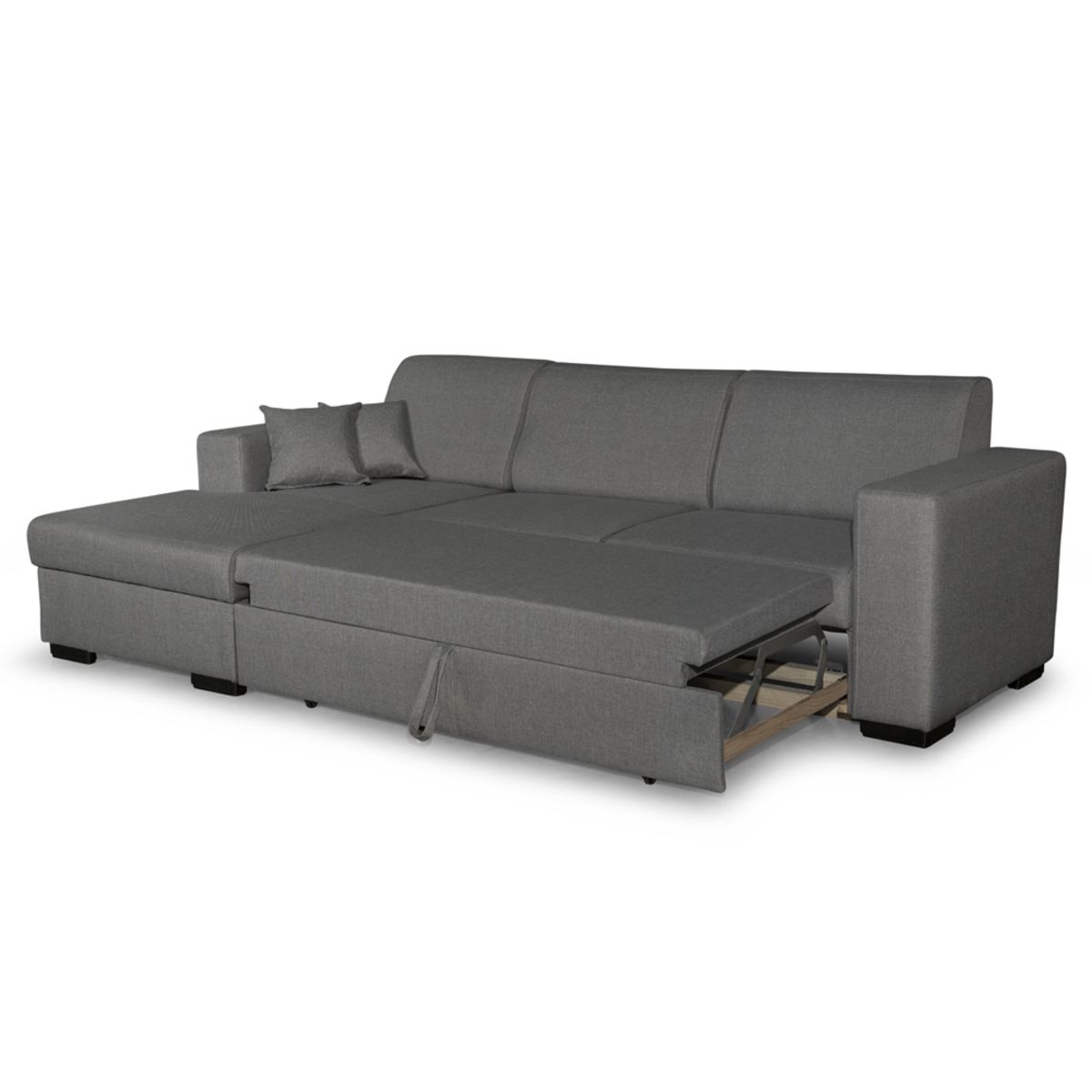 Canapé d'angle gauche convertible  4 places avec coffre tissu CARIBEA