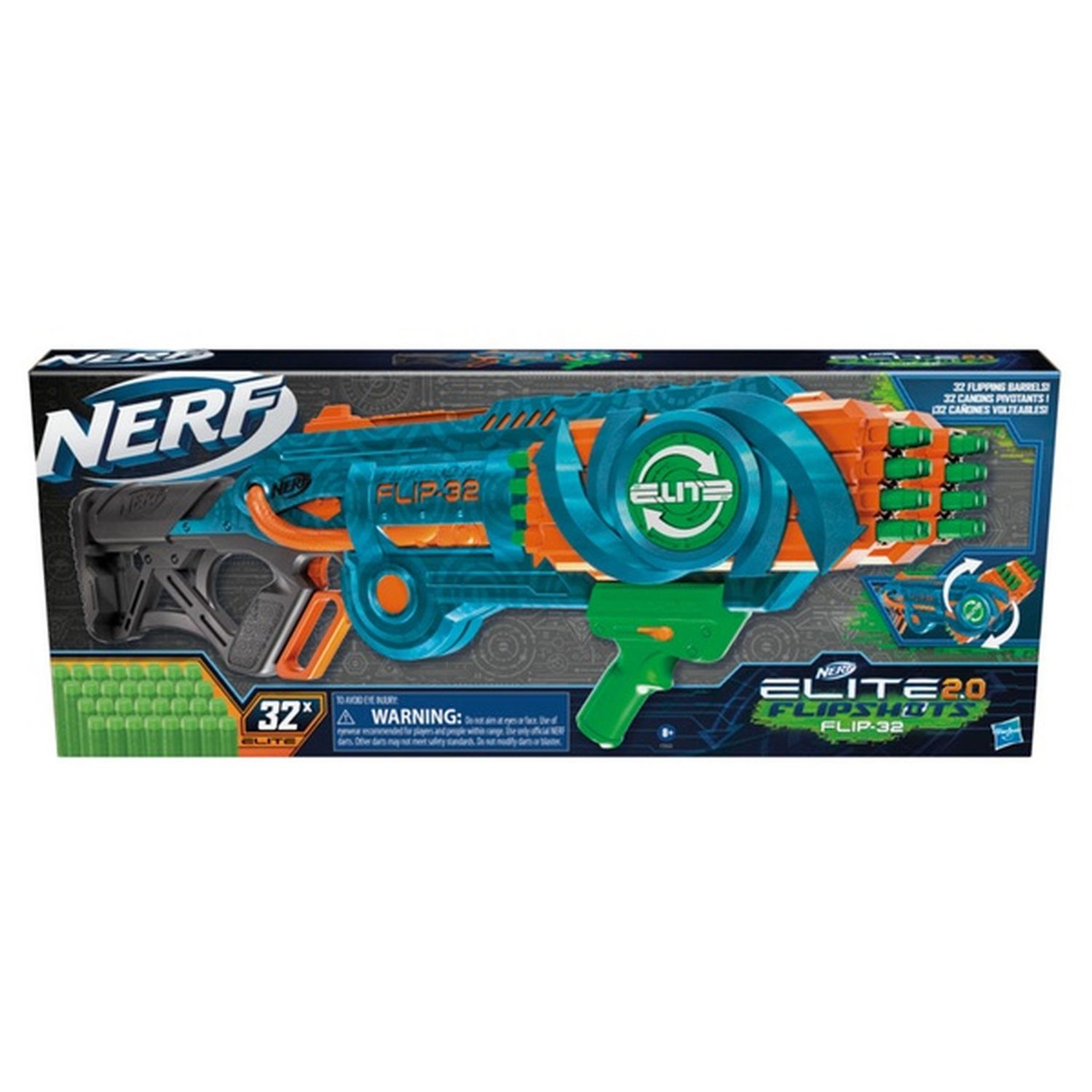 Voir la diapositive 2 : HASBRO Pistolet Nerf Elite 2.0 Flip-32 + 32 flèches