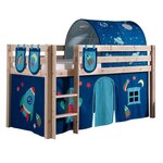 Paris Prix Pack - Lit Enfant Surélevé, Tente, 3 Pochettes & Tunnel  Pino Astronaute II  Naturel