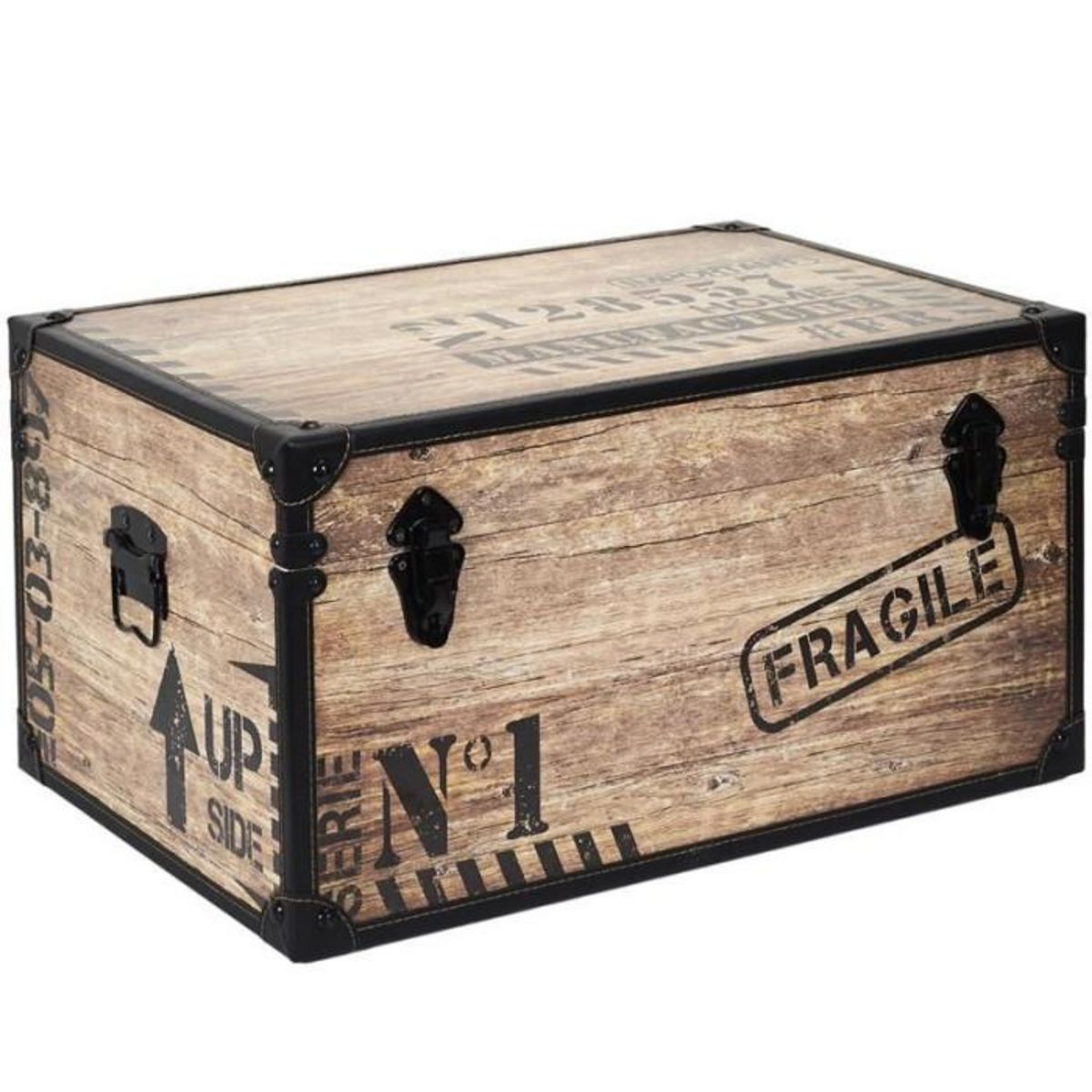 Paris Prix Lot de 3 Malles Déco  Indus  56cm Marron & Noir