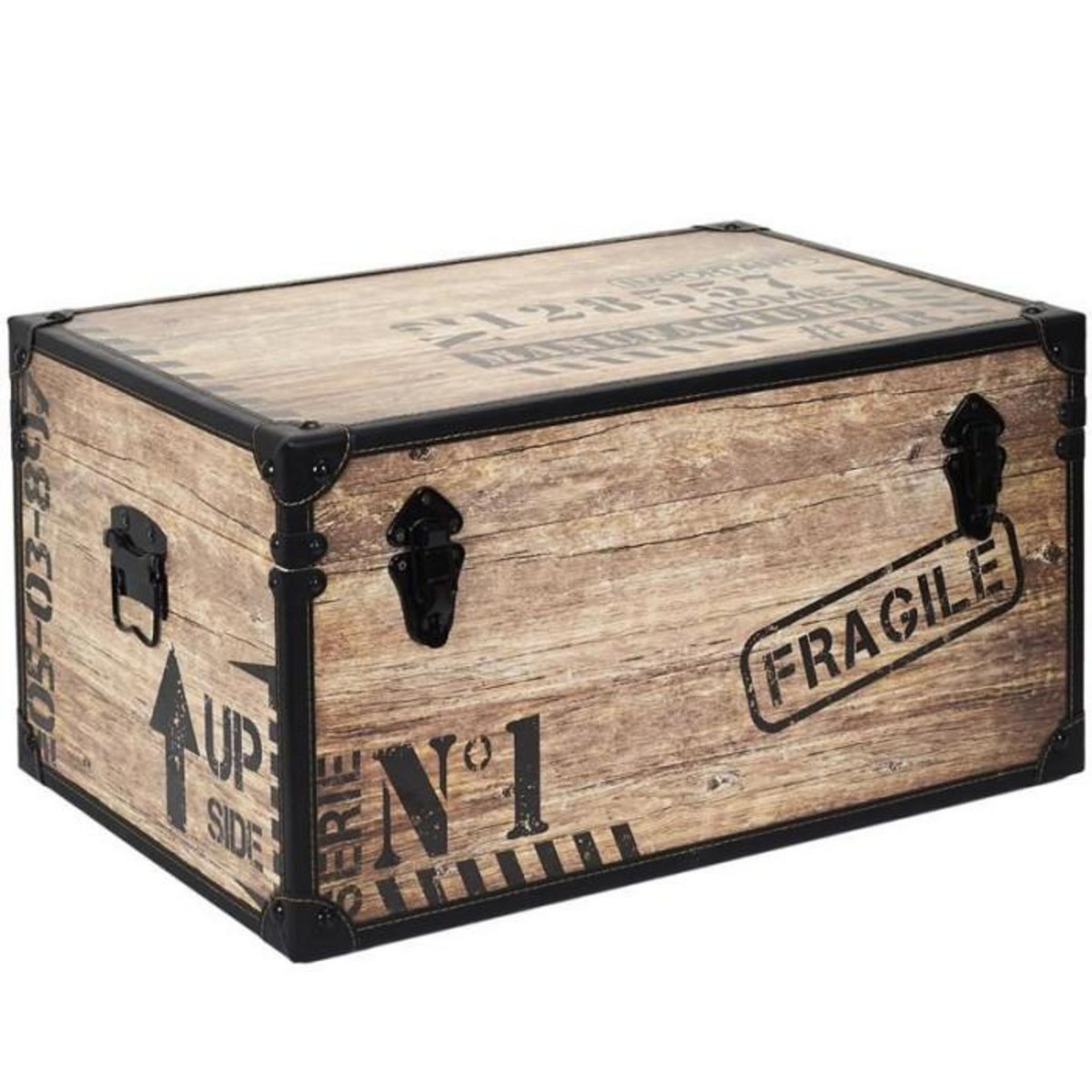 Paris Prix Lot de 3 Malles Déco  Indus  56cm Marron & Noir