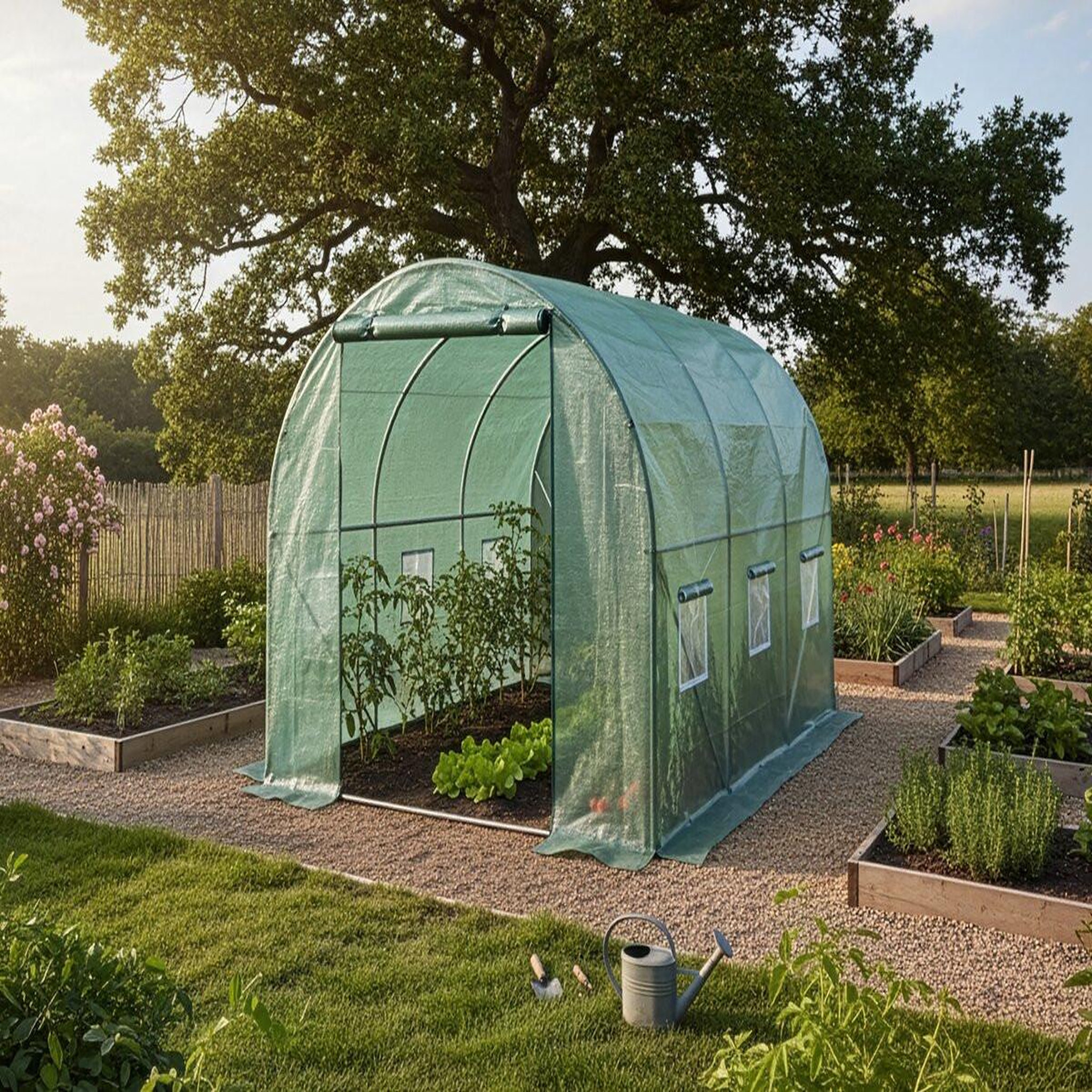 Voir la diapositive 2 : Habitat et Jardin Bâche pour serre tunnel de jardin  lys  - 6 m² - 130g - vert