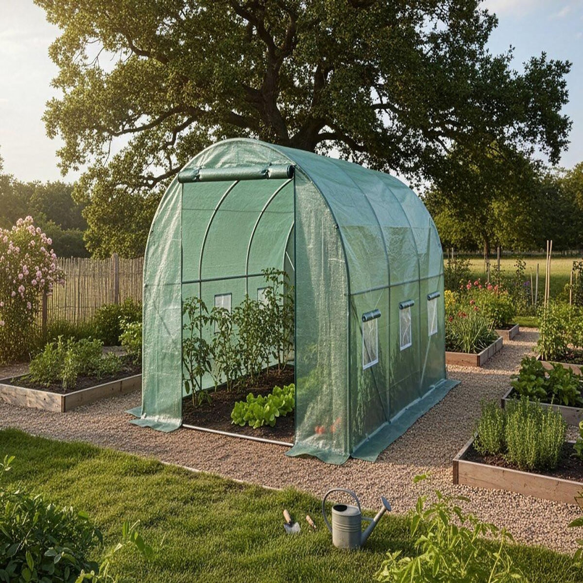 Habitat et Jardin Bâche pour serre tunnel de jardin  Lys  - 6 m² - 130g - Vert