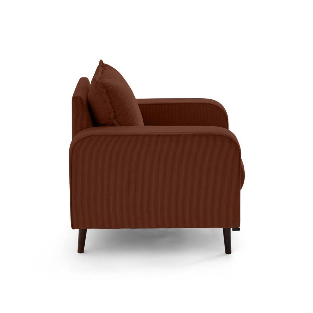 LISA DESIGN Albane - fauteuil en velours côtelé pieds bois foncé