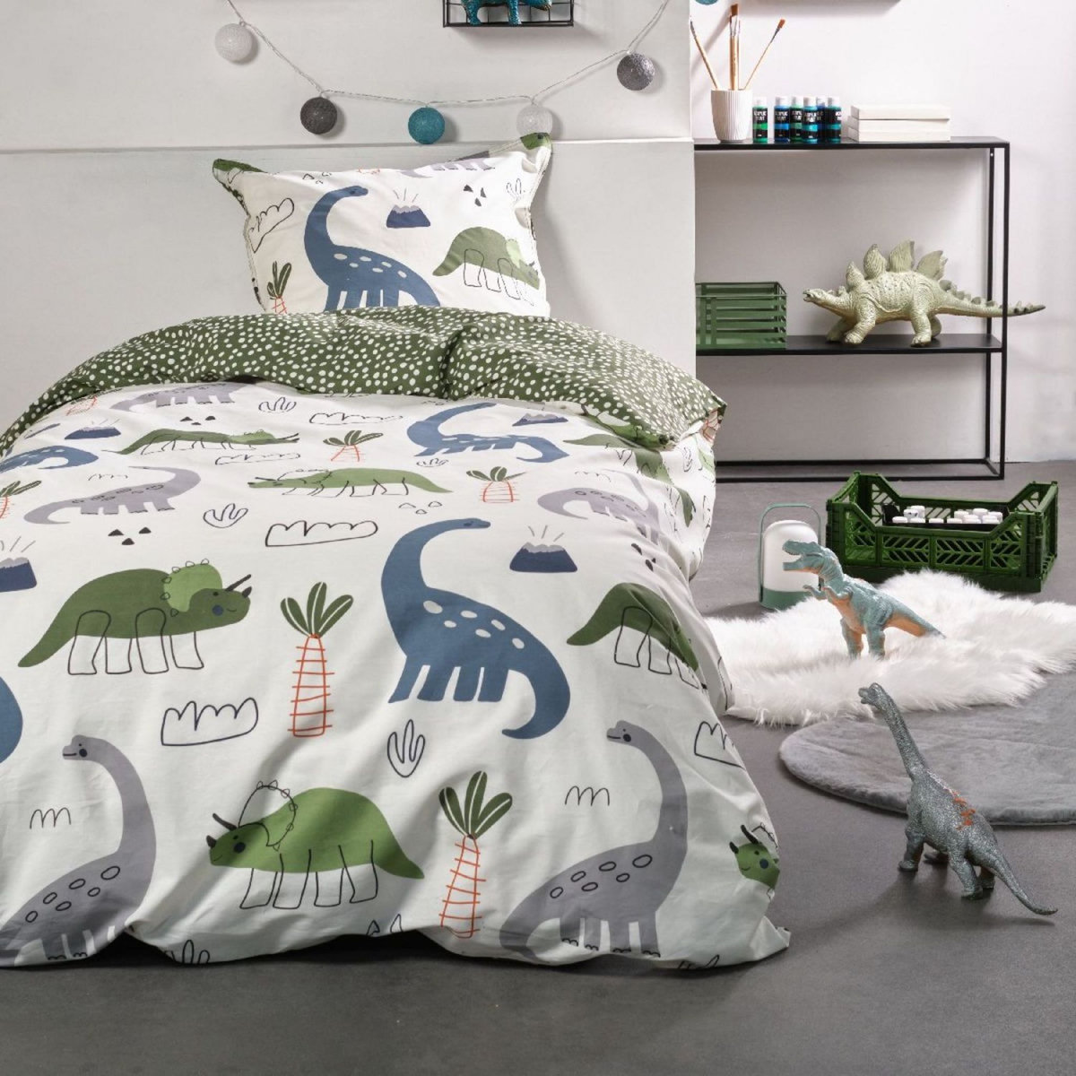 Ensemble de couette simple gris anthracite AMEHA, avec taie d'oreiller