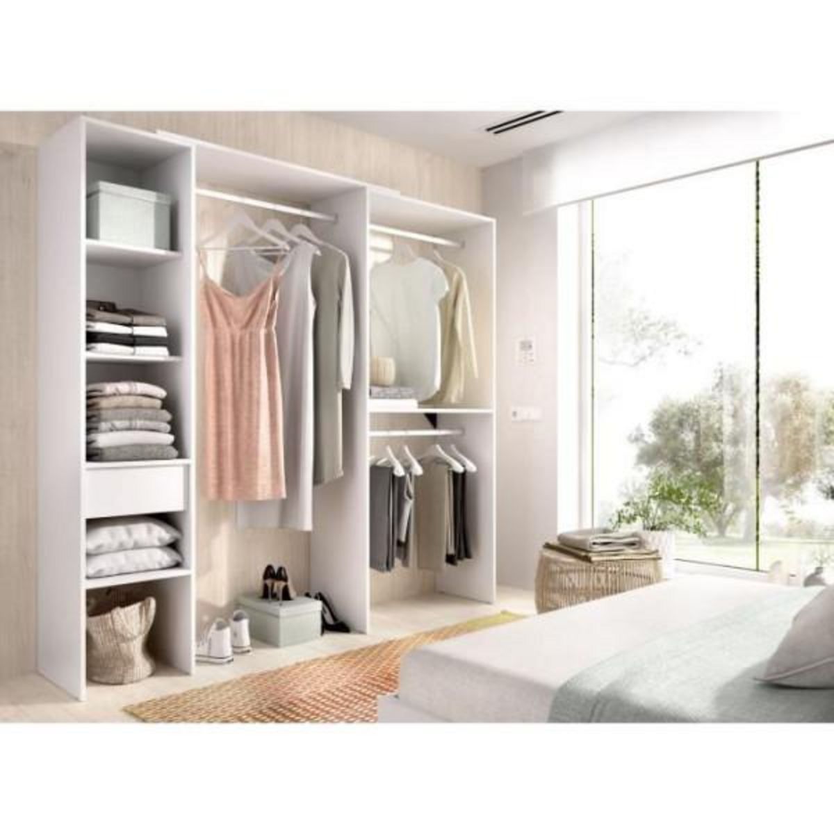 MARKET24 Dressing linéaire ou d'angle - Blanc mat - 98,1 x 41,8 x 187 cm