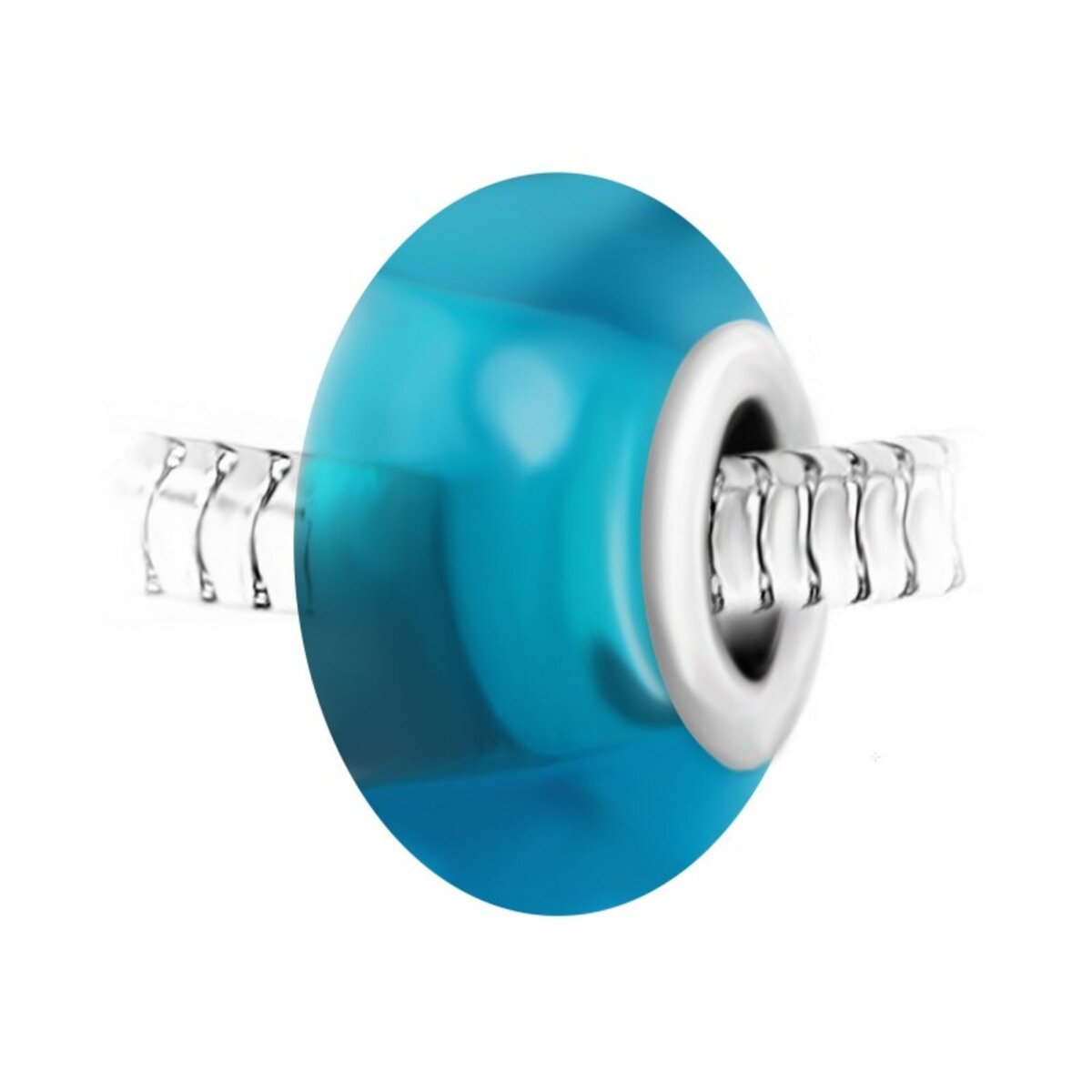SC CRYSTAL Charm perle verre bleu et acier par SC Crystal