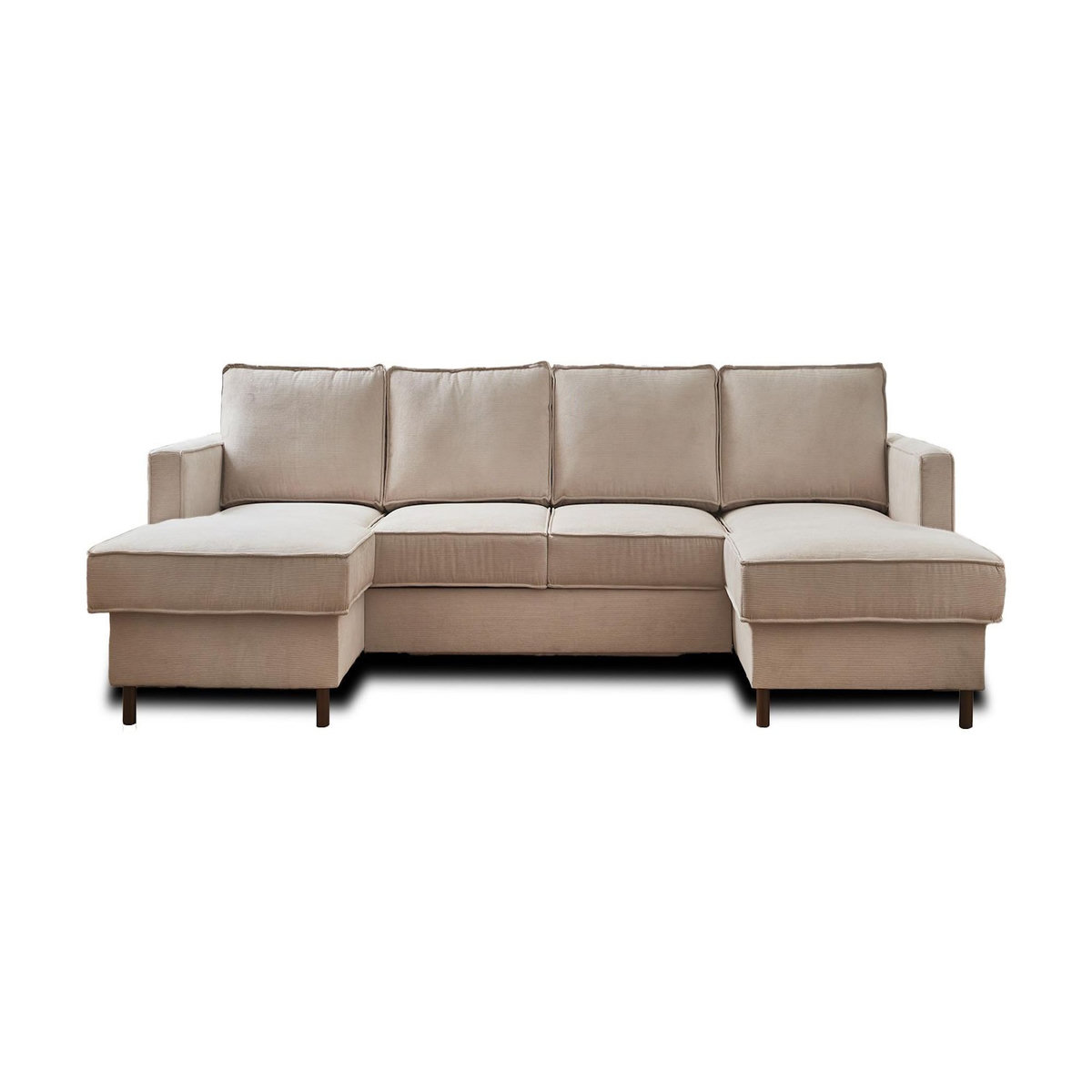 LISA DESIGN Jake - canapé panoramique en u - 7 places - convertible avec coffre - en velours côtelé