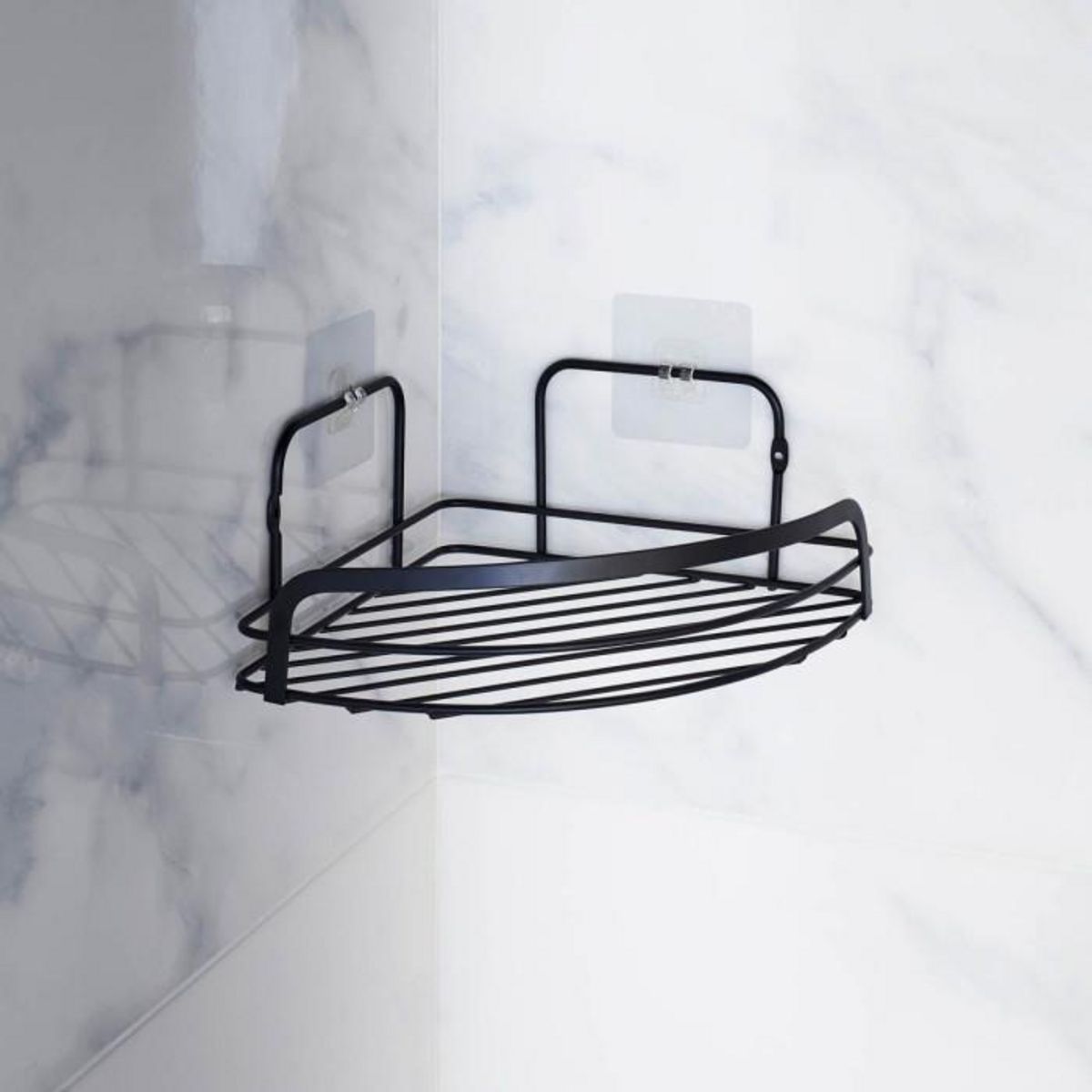 Paris Prix Panier de Douche Angle Adhésif  Filaire Premium  29cm Noir