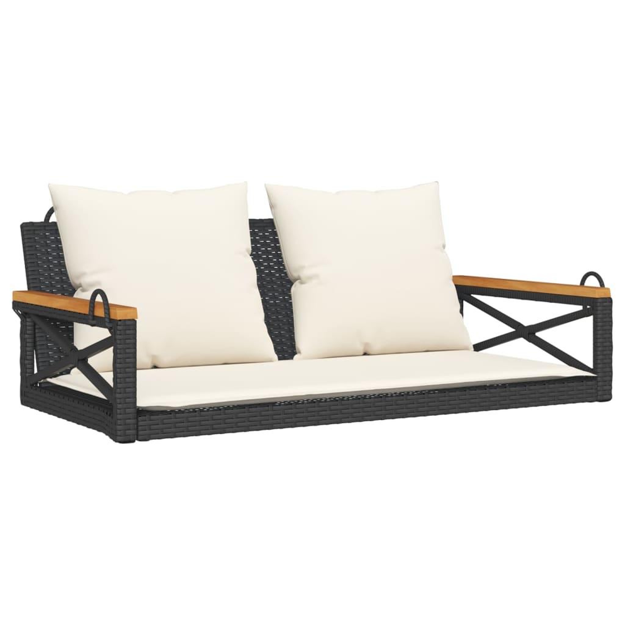 Voir la diapositive 2 : VIDAXL Balancelle avec coussins noir 109x62x40 cm resine tressee