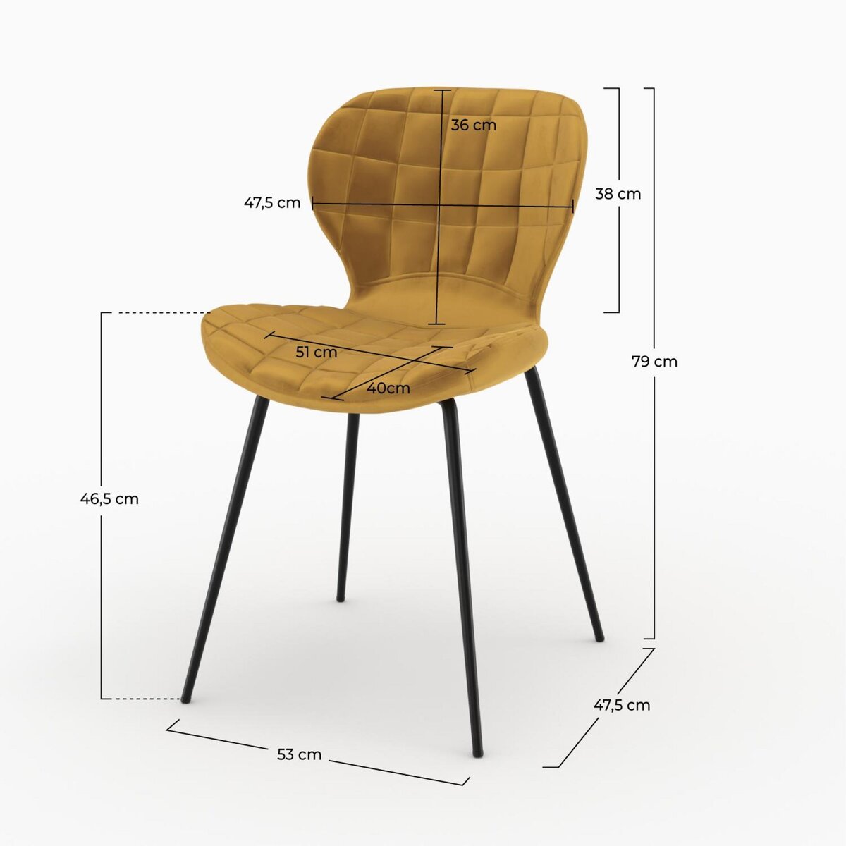 Rendez vous déco Lot de 2 chaises en velours jaune curry - Mazzia