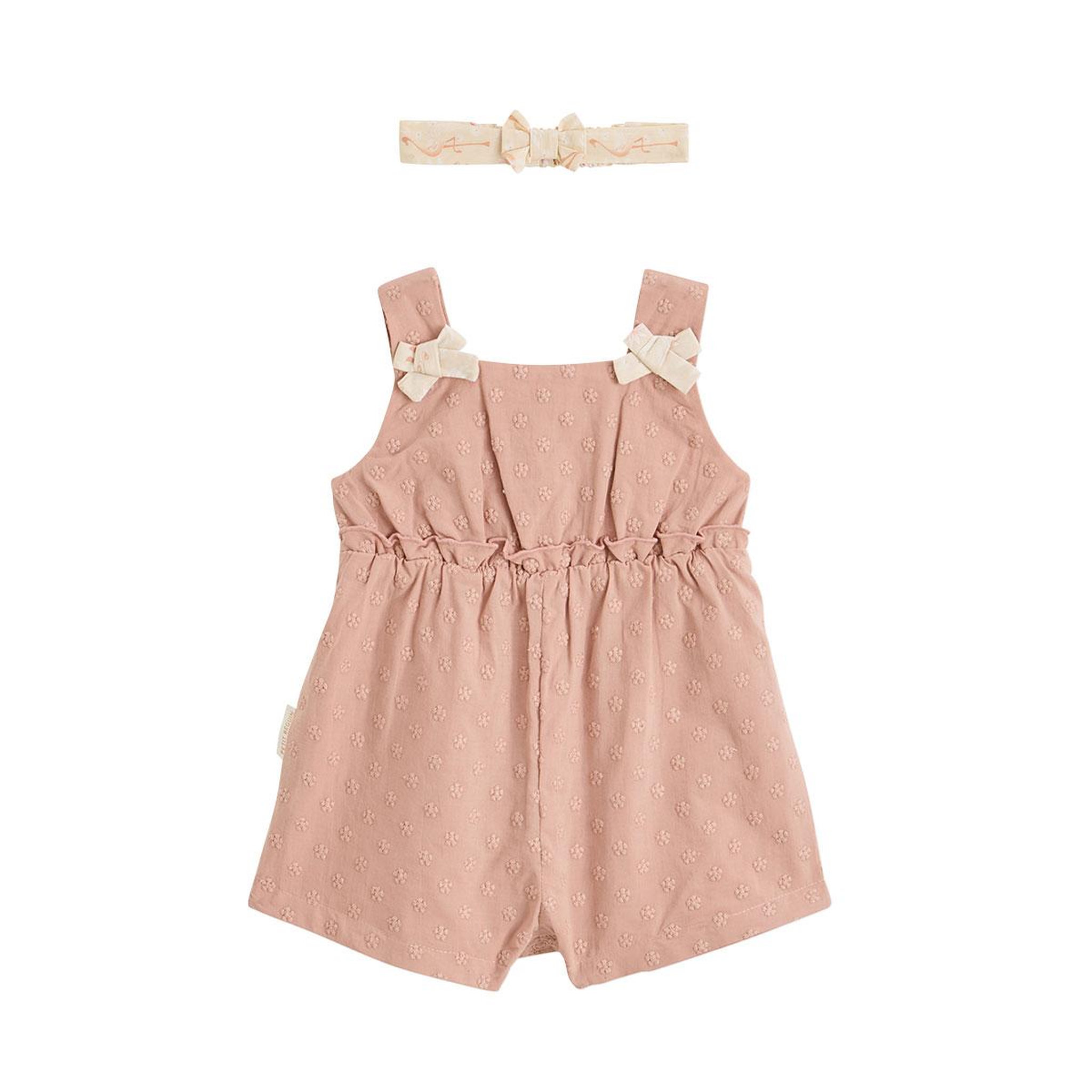 Voir la diapositive 1 : Petit Béguin Barboteuse bébé en broderie anglaise + headband poésie d'été