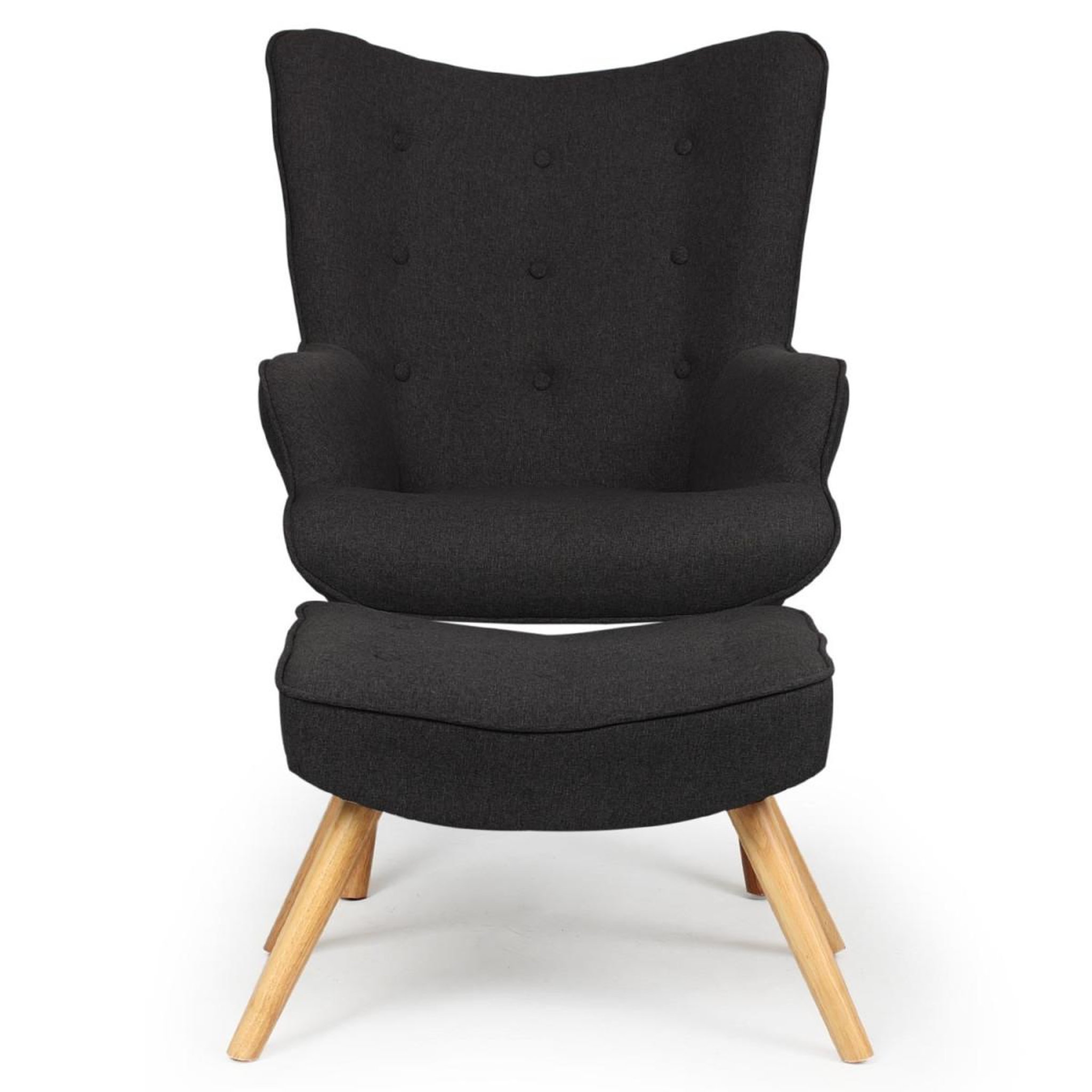 Voir la diapositive 2 : Paris Prix Fauteuil & pouf scandinave  orle  98cm noir
