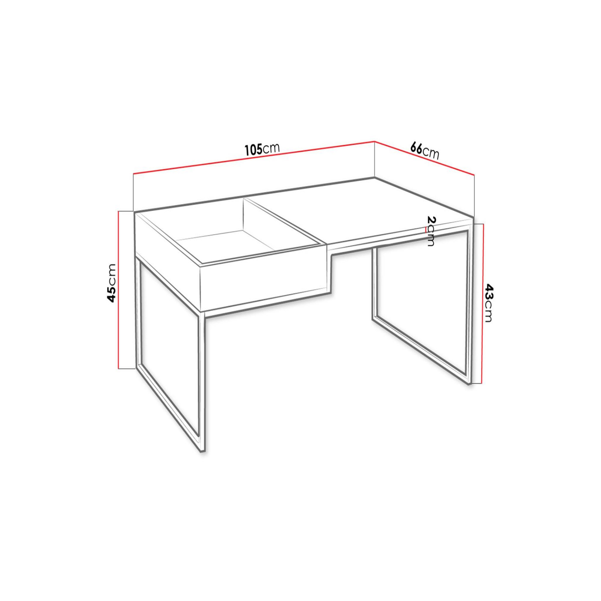 Voir la diapositive 4 : BEST MOBILIER Tim - table basse - effet bois et métal noir - 105 cm - style industriel