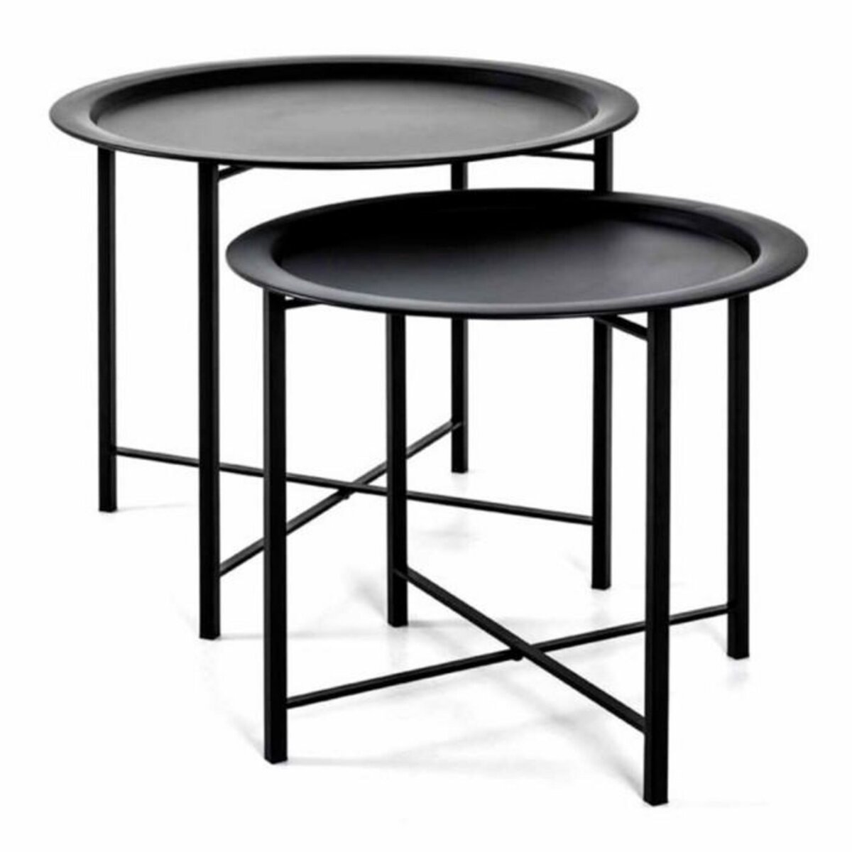 Paris Prix Lot de 2 Tables d'Appoint Design  Gabin  62cm Noir