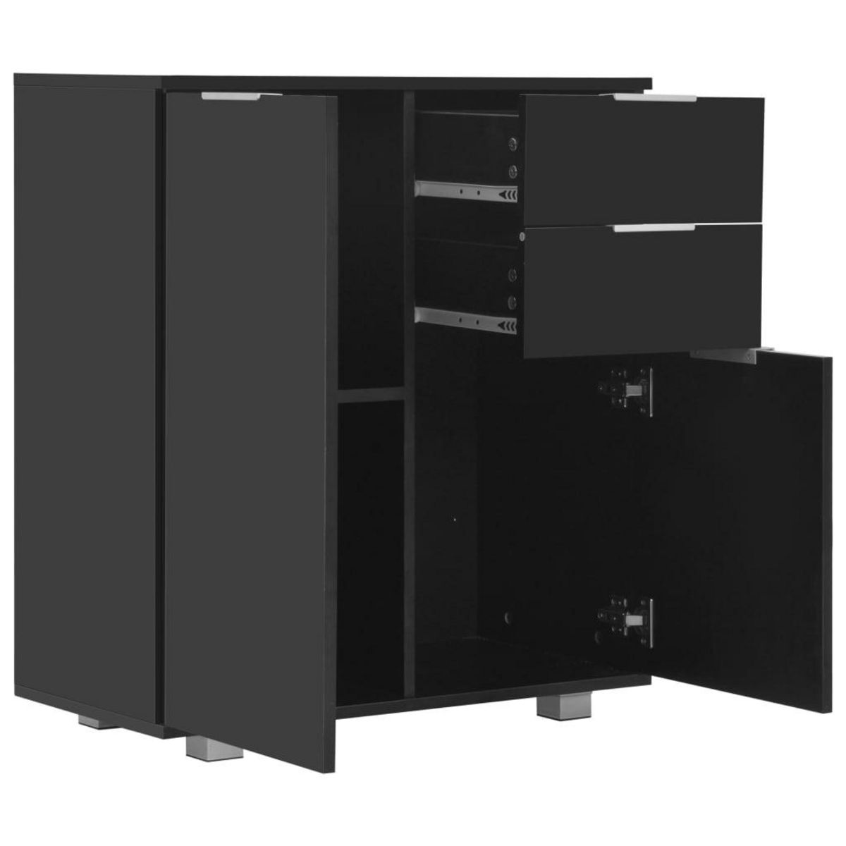 VIDAXL Buffet Noir brillant 71x35x80 cm Bois d'ingenierie