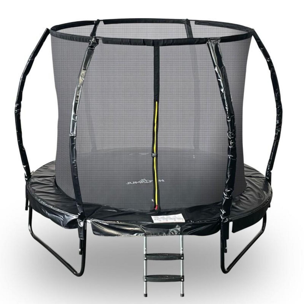 JUMP4FUN Trampoline 8Ft ø244cm noire avec Echelle, Protection et Filet de sécurité