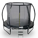 JUMP4FUN Trampoline 8Ft ø244cm noire avec Echelle, Protection et Filet de sécurité