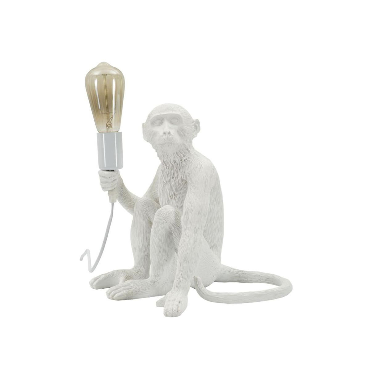 Paris Prix Lampe à Poser Design  Monkey  33cm Blanc