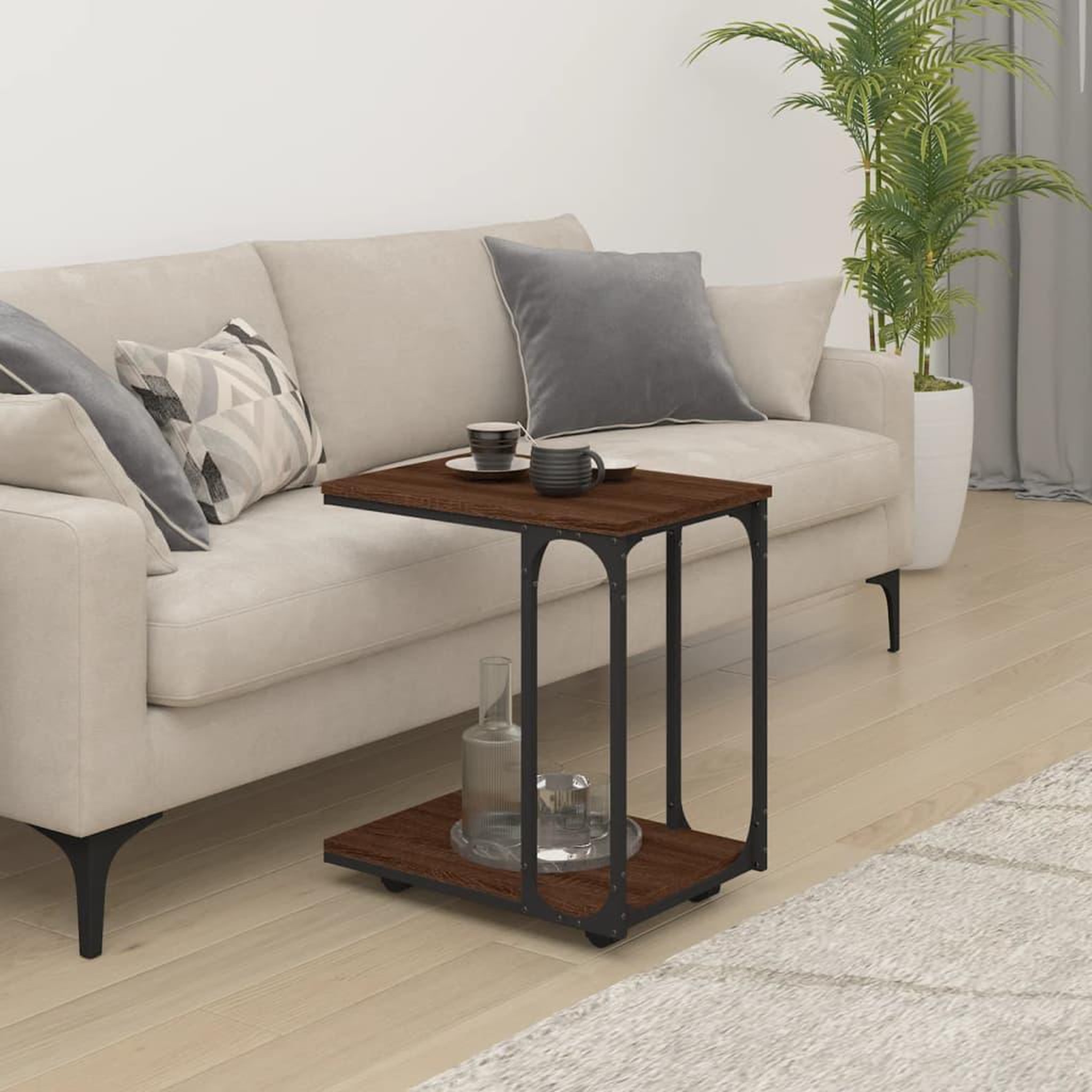 Voir la diapositive 3 : VIDAXL Table d'appoint a roues Chene marron 50x35x55,5 cm