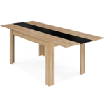 ID MARKET Table à manger extensible rectangle GEORGIA 6-10 personnes imitation hêtre et noire 140-220 x 90 cm