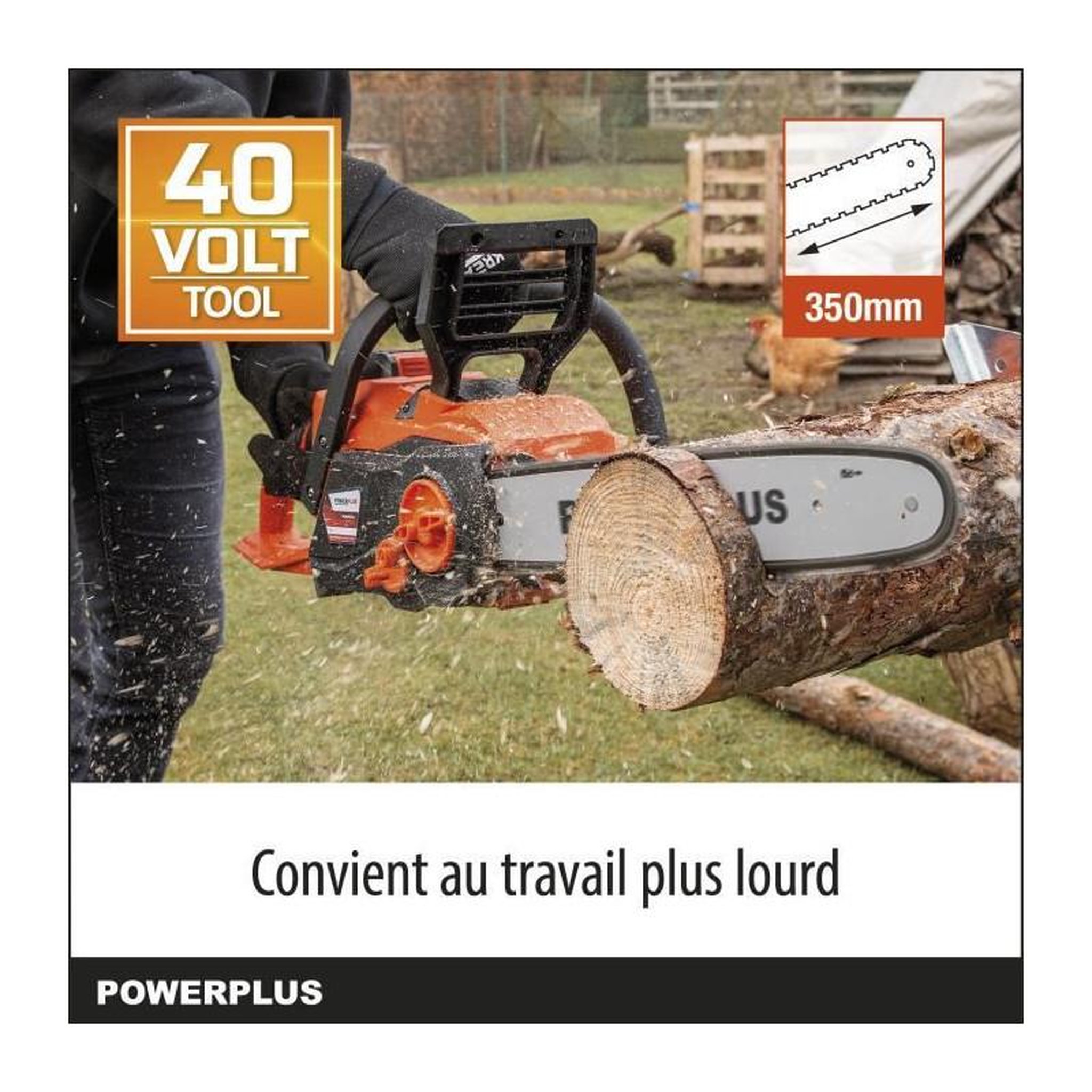 Voir la diapositive 2 : DUAL POWER Tronçonneuse a batterie 40V Dual Power POWDPG7576 - Guide de 350 mm, moteur brusless - Livrée sans batterie ni chargeur