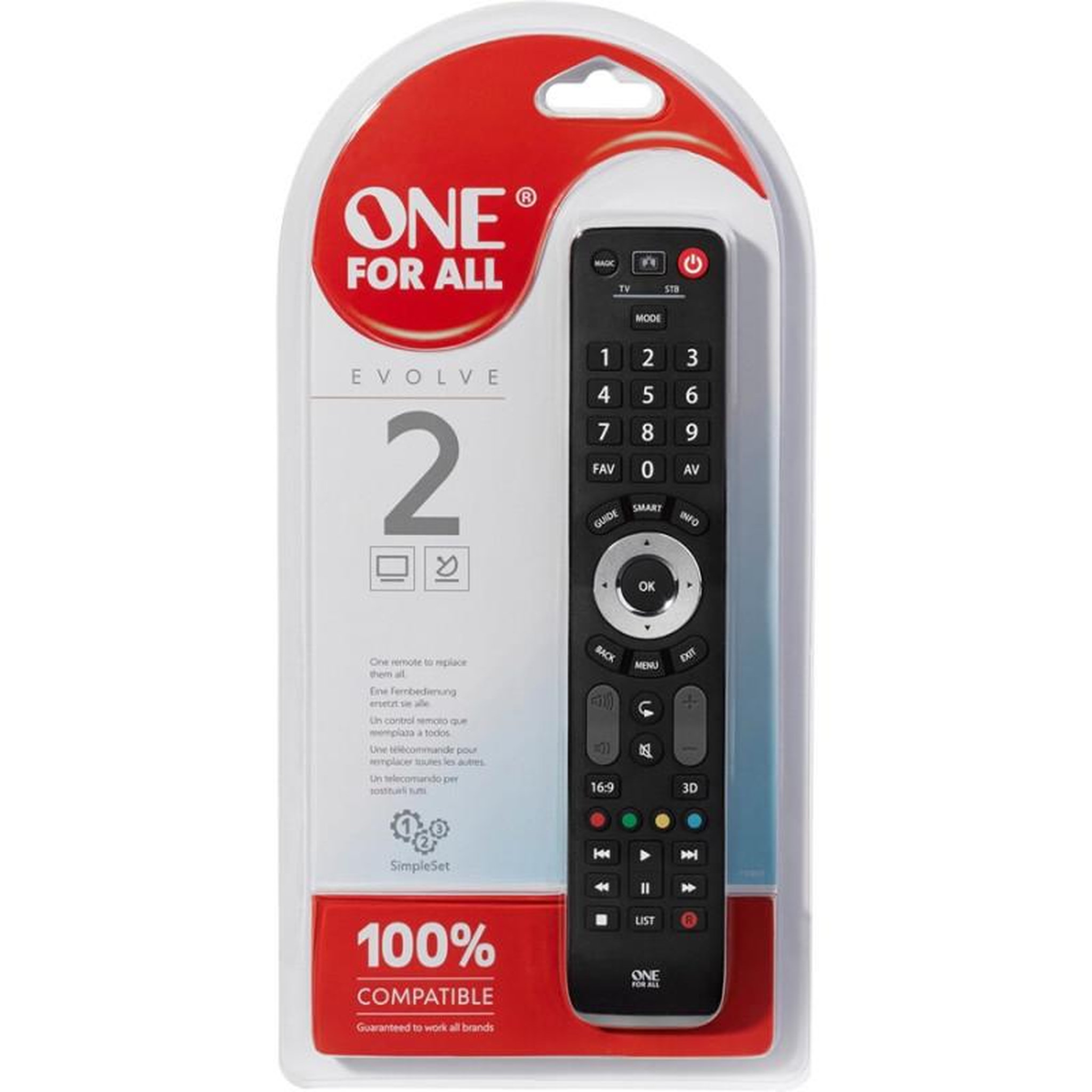 Voir la diapositive 2 : One For All Télécommande One For All UNIVERSELLE 2 EN 1 URC 7125 EVOLVE 2