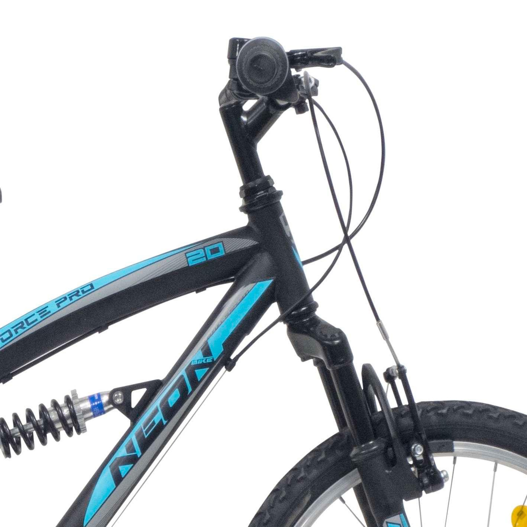 Voir la diapositive 3 : Vélo enfant (120/140 cm) - VTT 20  avec cadre et fourche suspendu, 6 vitesses via une poignée tournante et dérailleur Shimano TY21 + freins V-Brake et jantes en aluminium