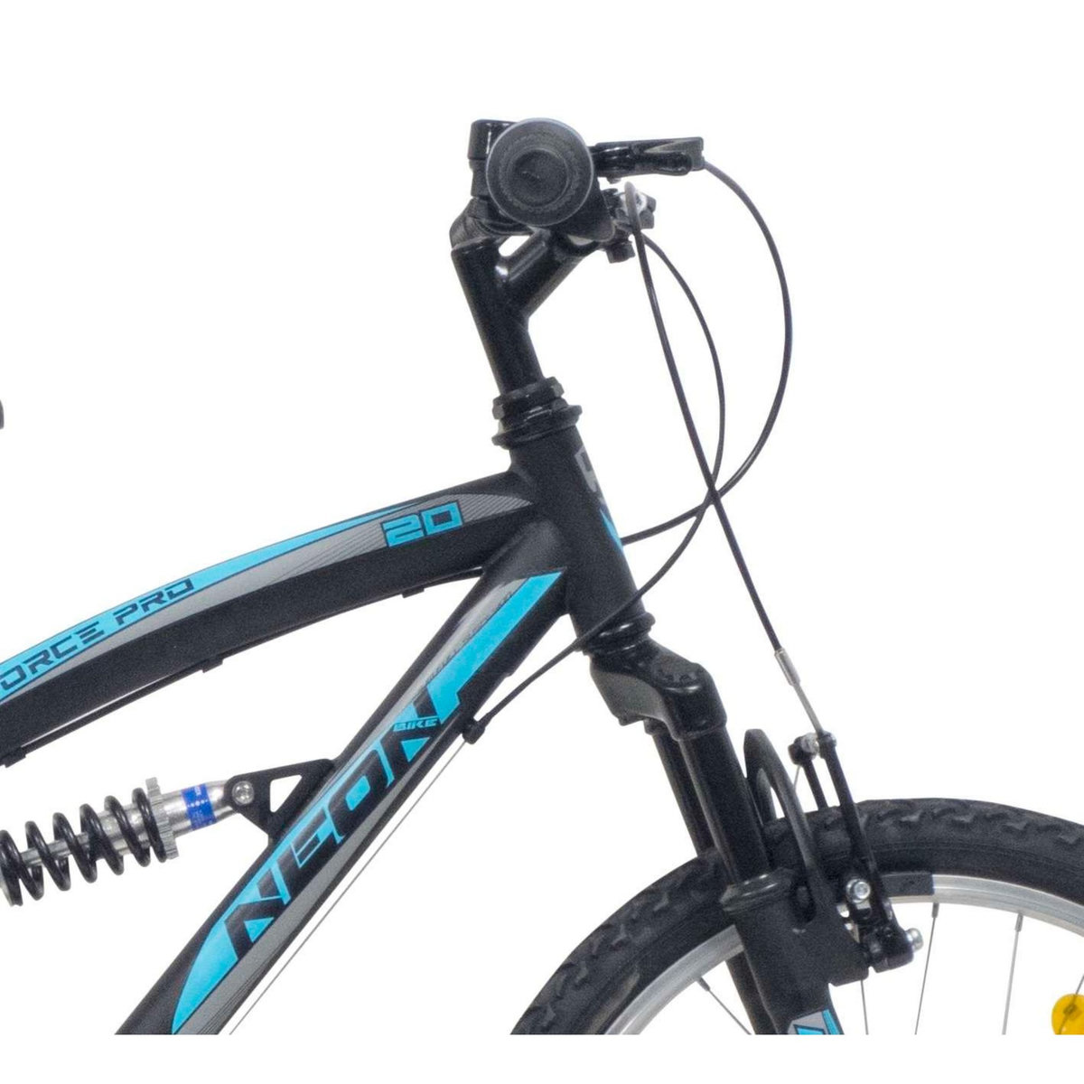 Vélo enfant (120/140 cm) - VTT 20  avec cadre et fourche suspendu, 6 vitesses via une poignée tournante et dérailleur Shimano TY21 + freins V-Brake et jantes en aluminium