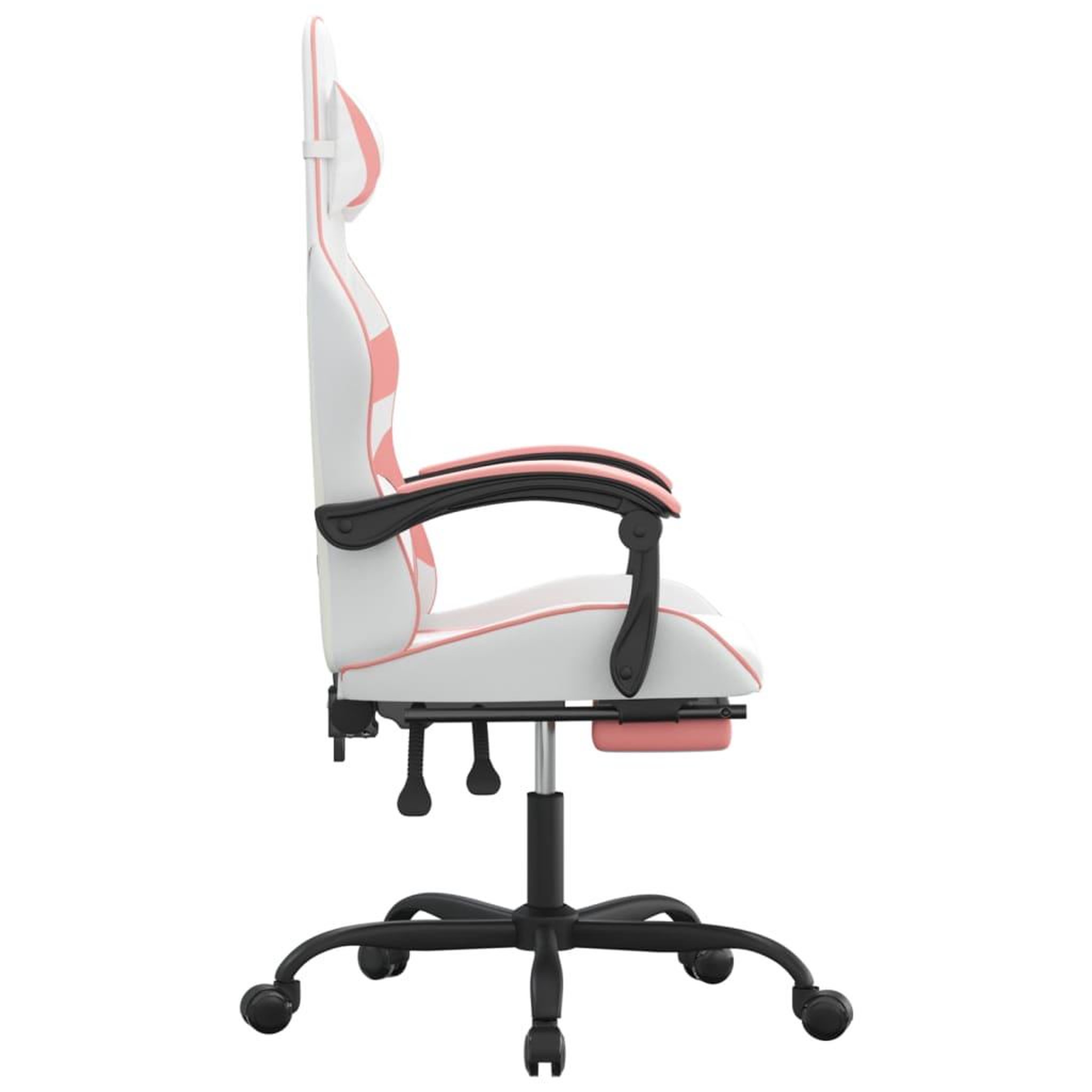 Voir la diapositive 4 : VIDAXL Chaise de jeu pivotante et repose-pied Blanc et rose Similicuir