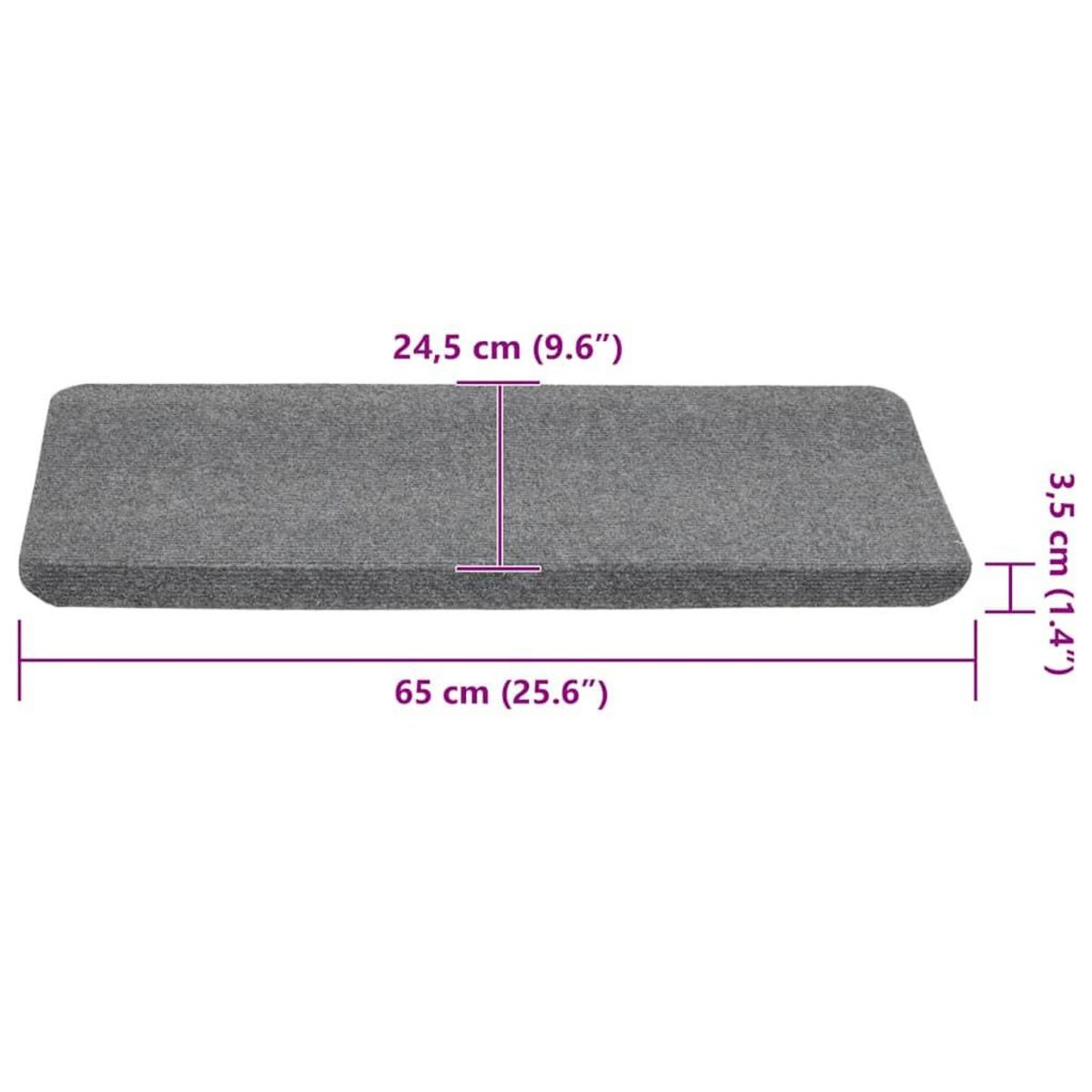 VIDAXL Tapis d'escalier auto-adhesifs 30 pcs gris 65x24,5x3,5 cm